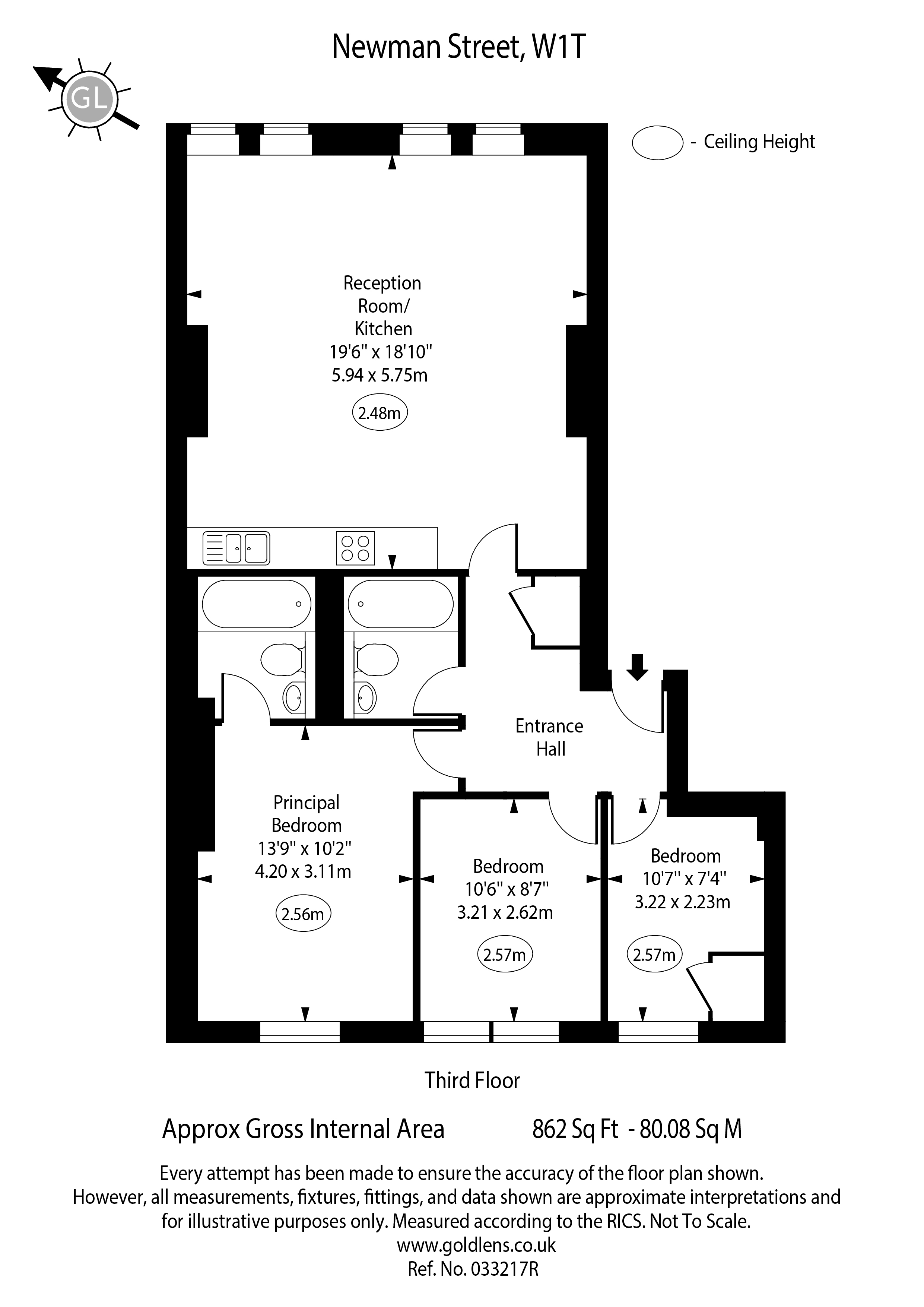 Flat 4, 74, Newman Street, London floorplan