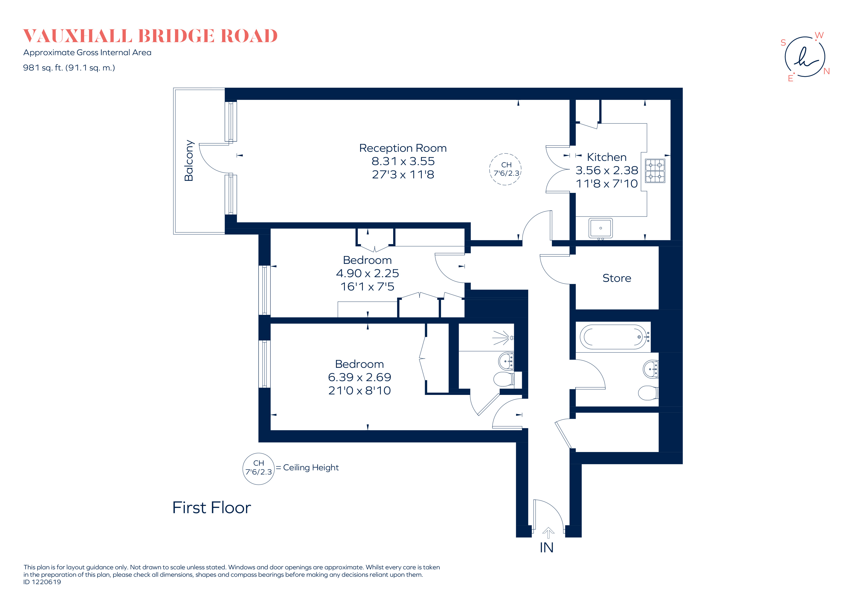 Flat 49, 60, Vauxhall Bridge Road, London floorplan