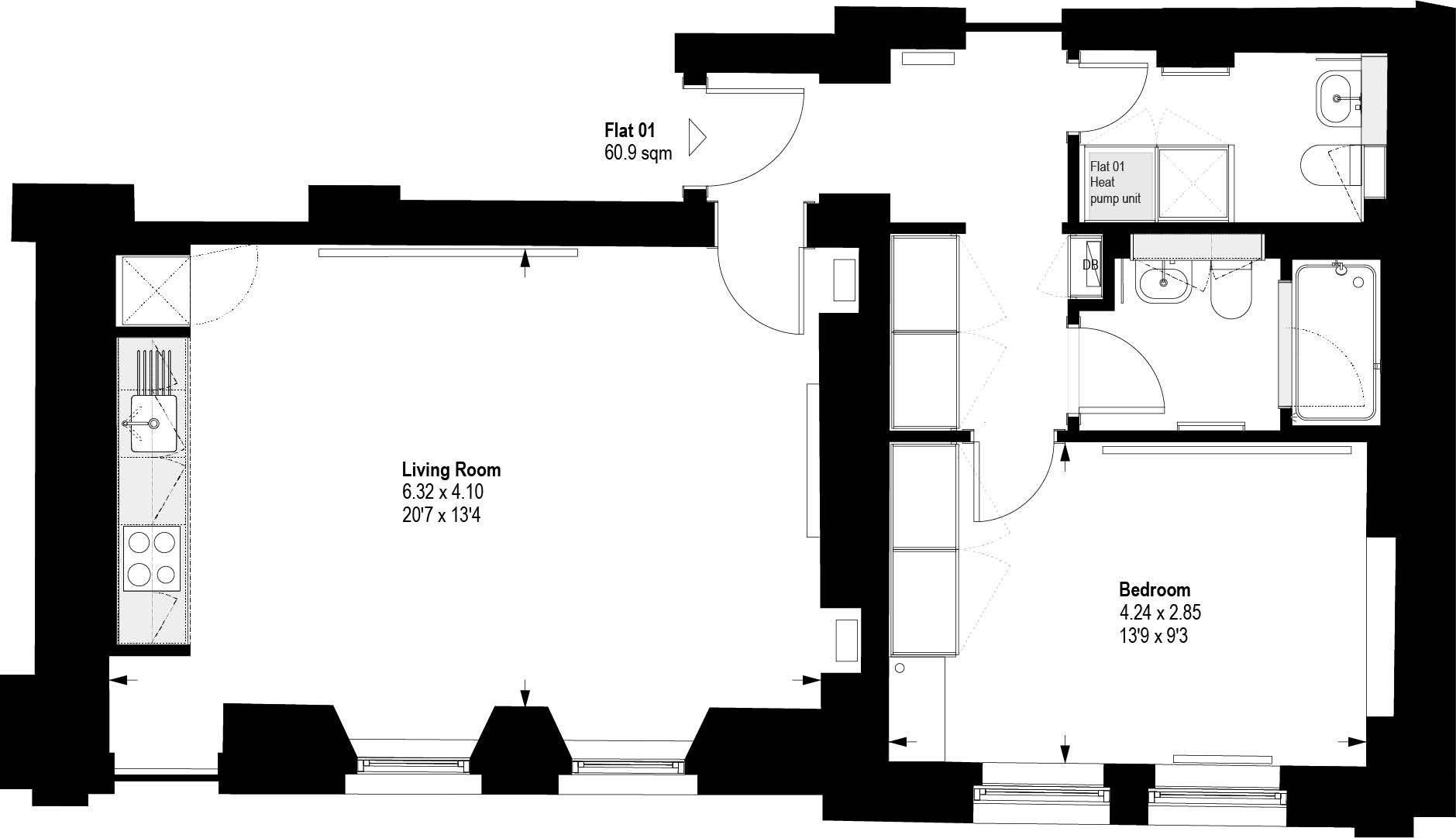 Apartment 1, 65, Harley Street, Marylebone floorplan