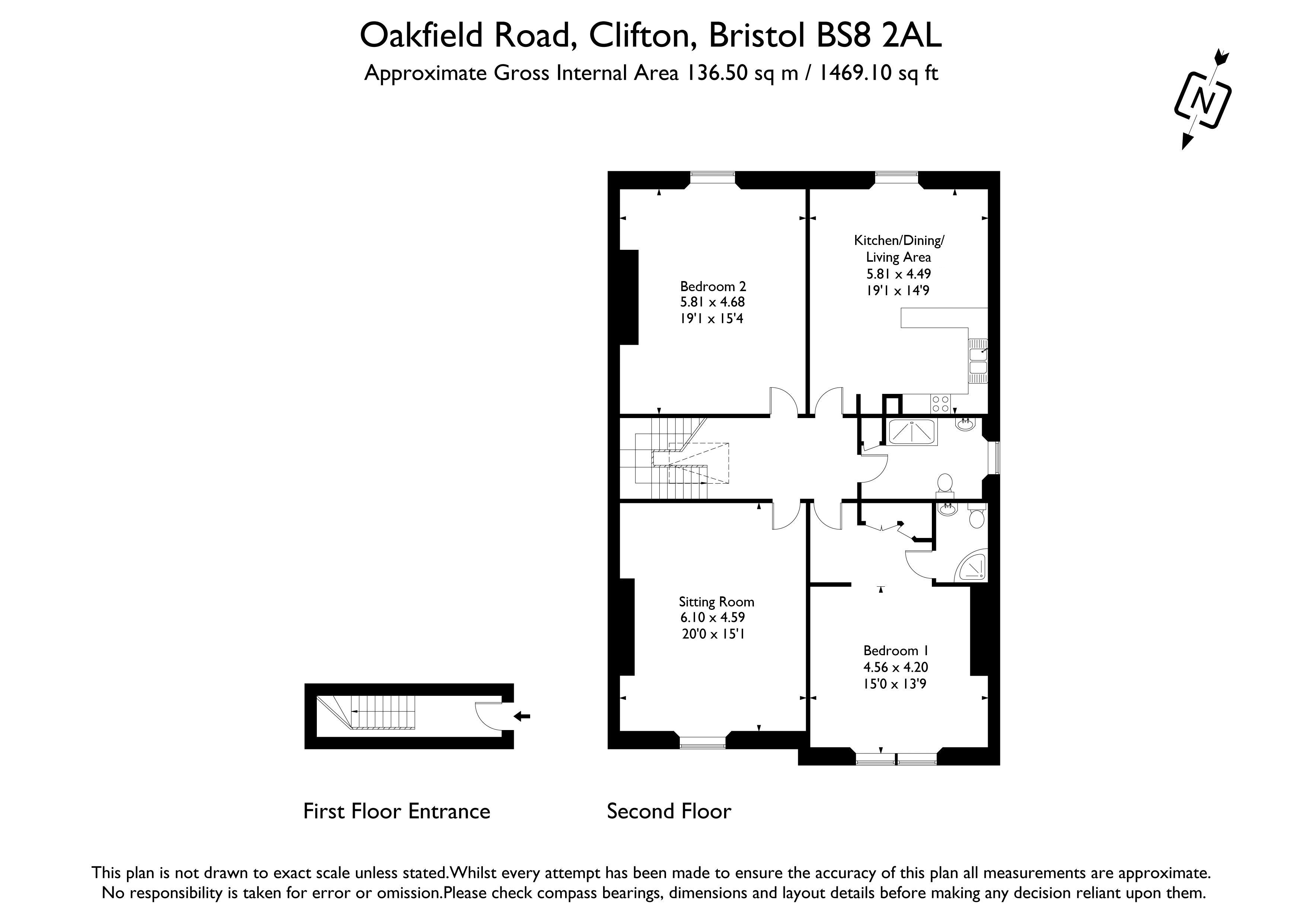 Top Floor Flat, 4, Oakfield Road, Bristol floorplan