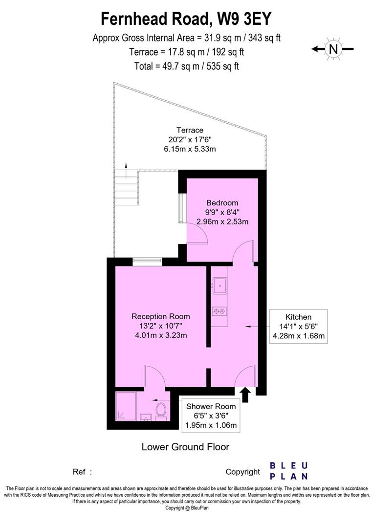 Garden level, 63B, Fernhead Road, Maida Vale floorplan