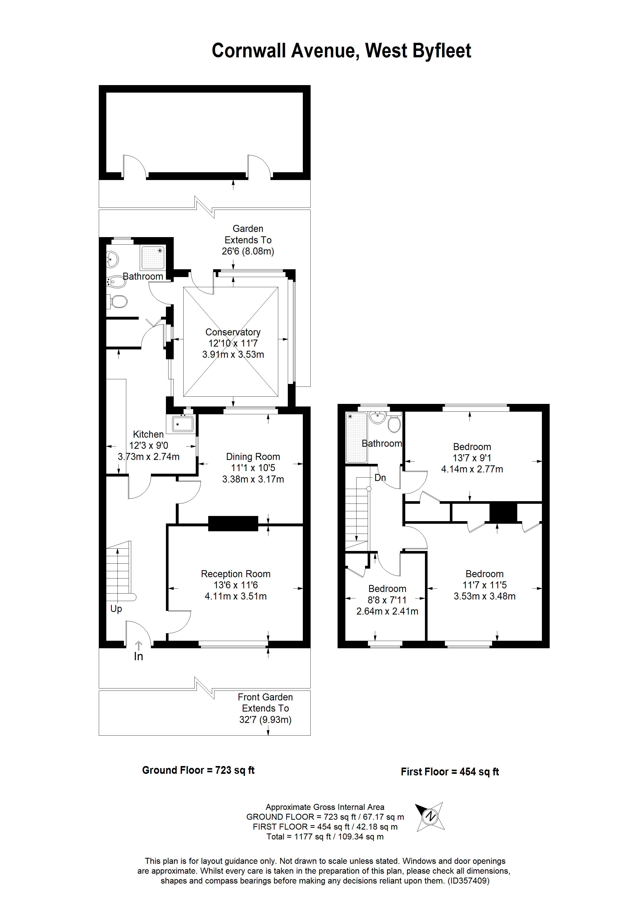 3 Bedrooms Terraced house for sale in Cornwall Avenue, Byfleet, West Byfleet KT14