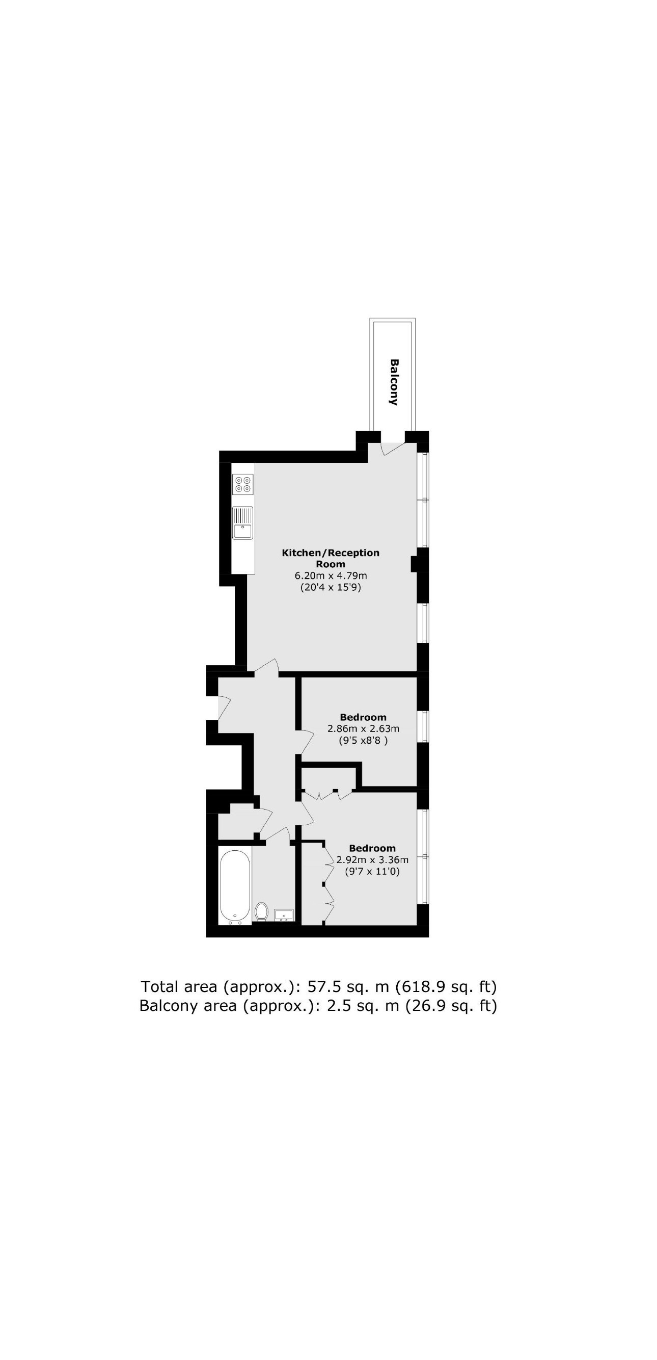 Flat 10 2, Clement Avenue, London floorplan