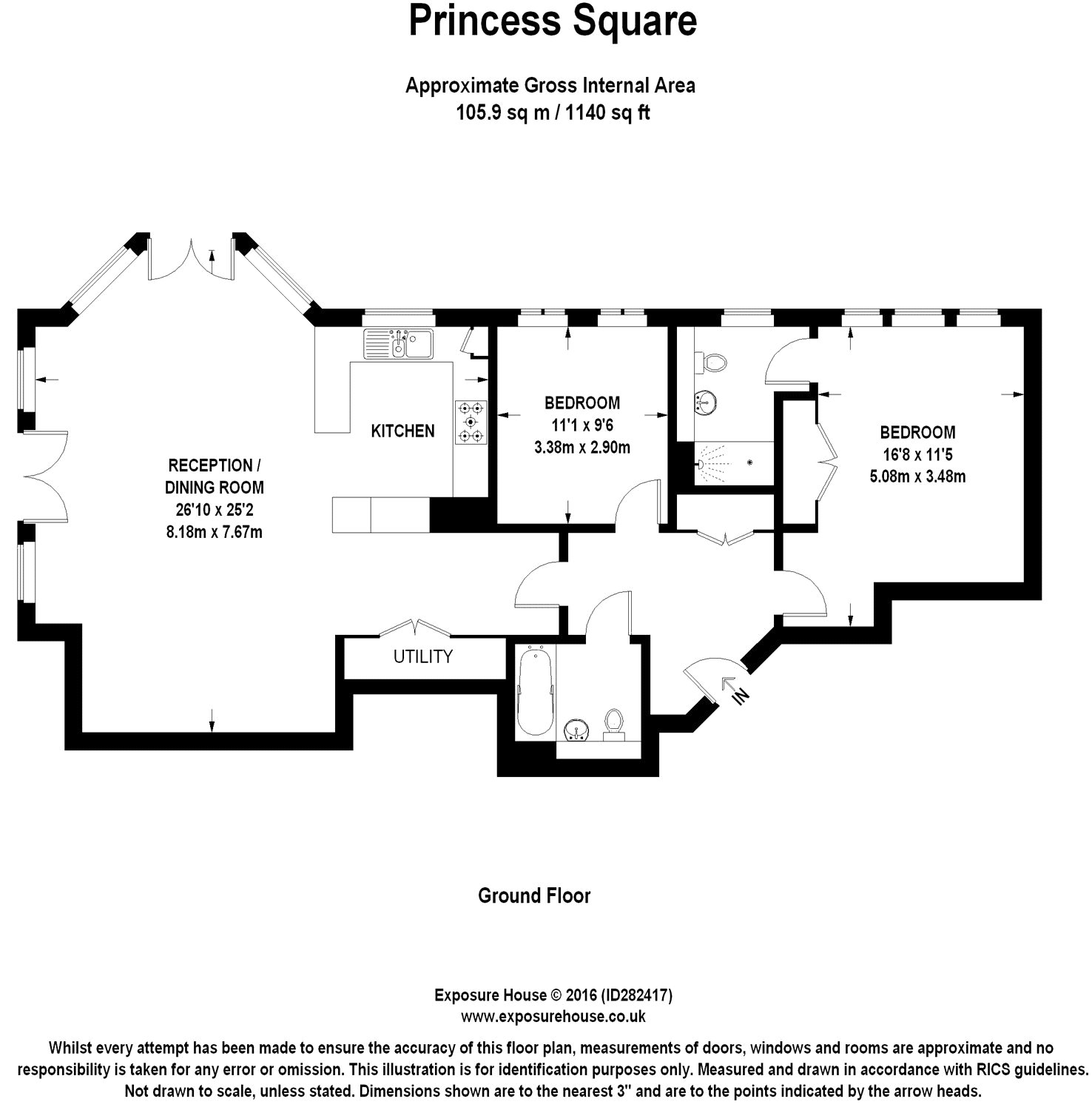 Leopold Court, Princess Square, Esher, Surrey KT10, 2 bedroom flat for
