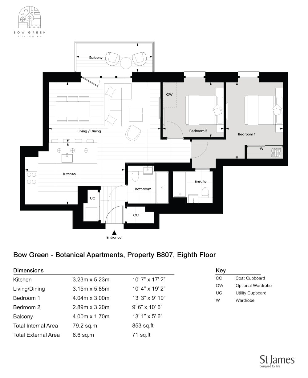 B807, Bow, E3 4Bh, Bow floorplan