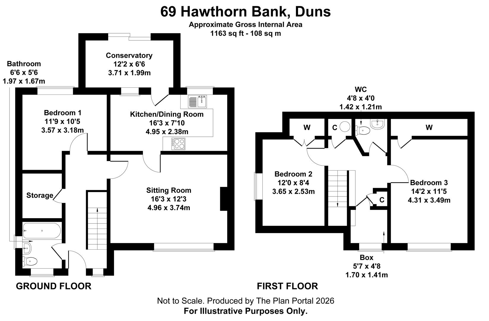 69, Hawthorn Bank, Duns floorplan