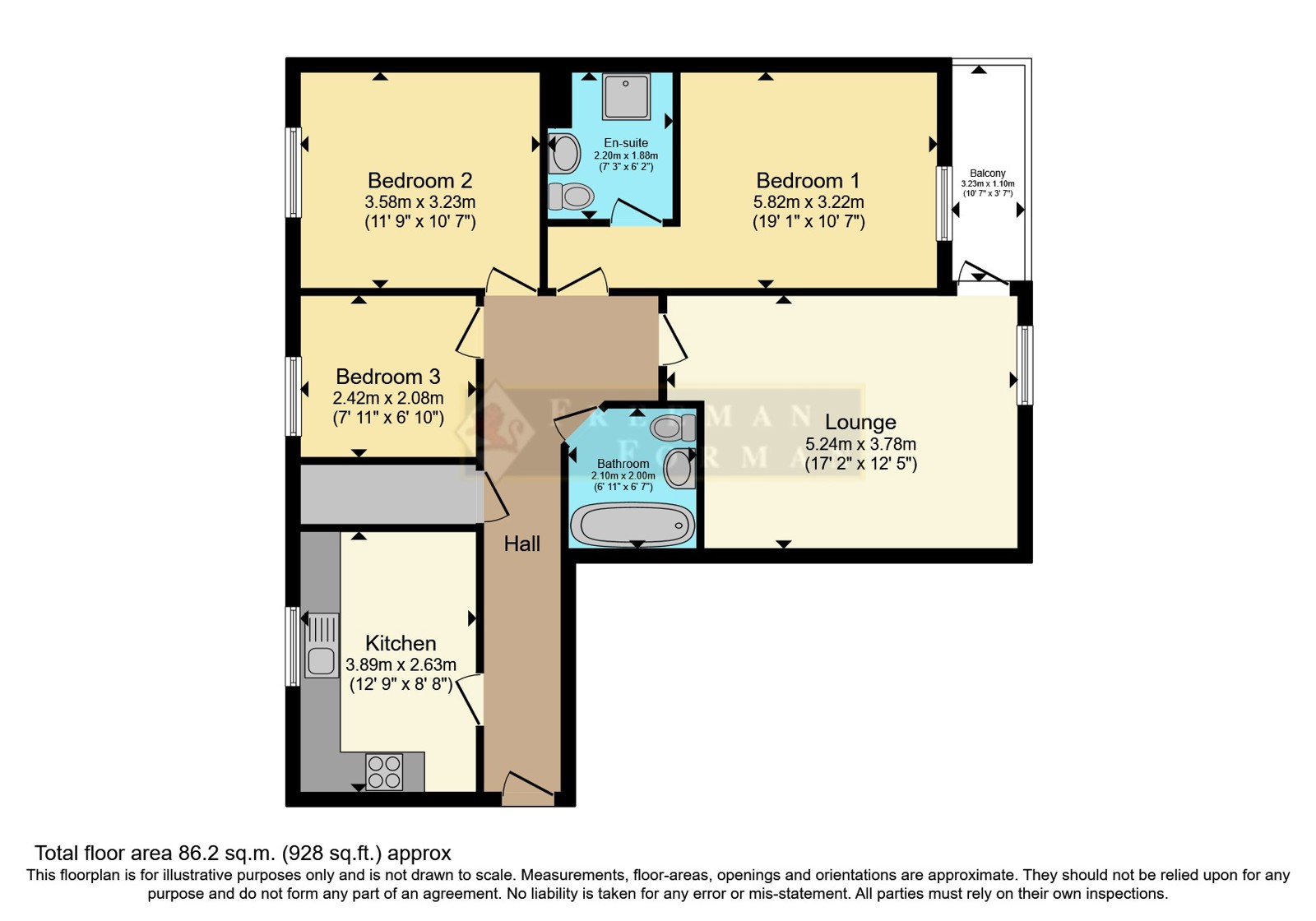 Flat 50, Devonshire Mansions, 54, Grand Parade, East Sussex floorplan