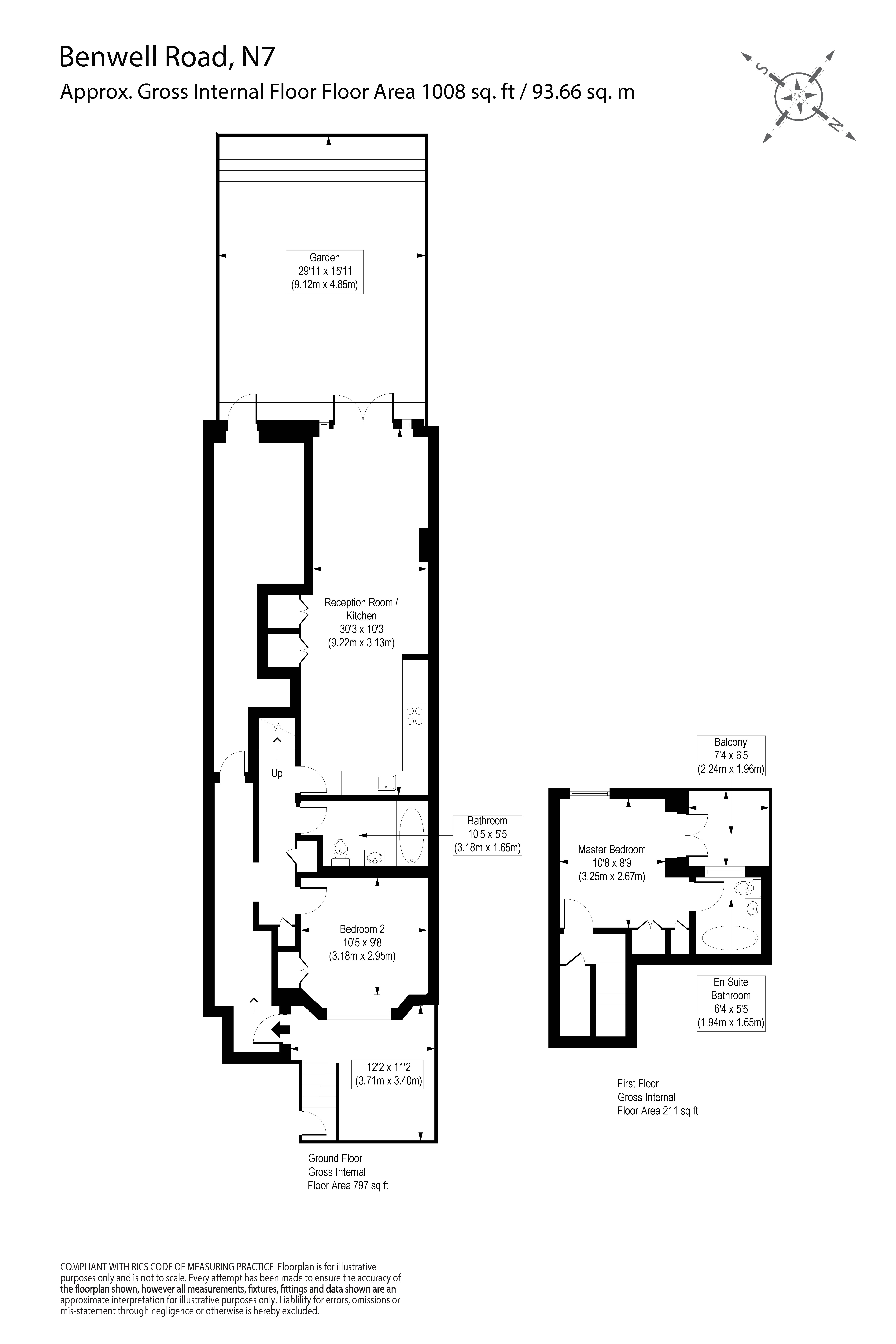 2 Bedrooms Maisonette to rent in Benwell Road, Islington N7
