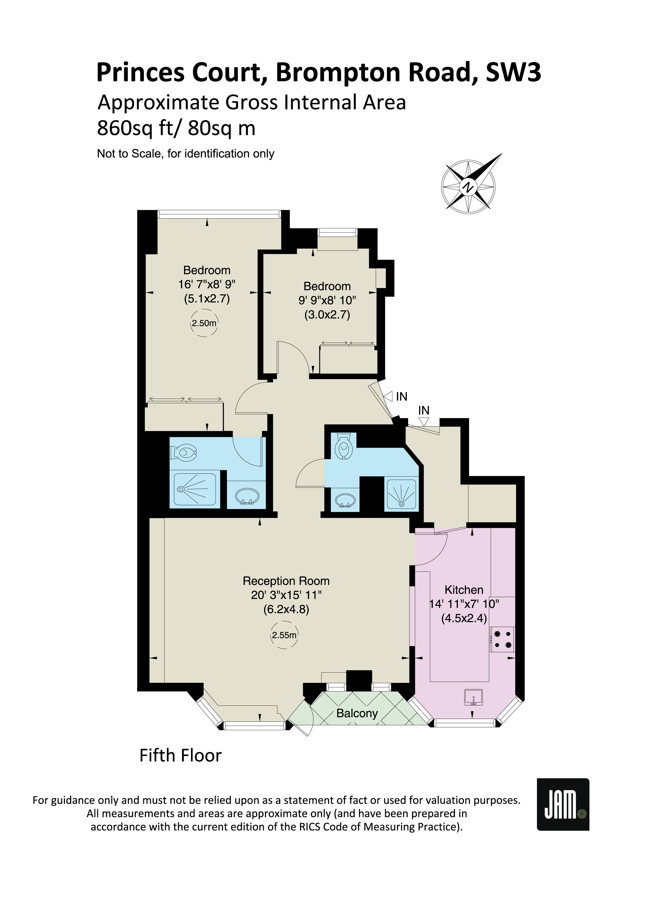 Flat 40, Princes Court, 88, Brompton Road, London floorplan