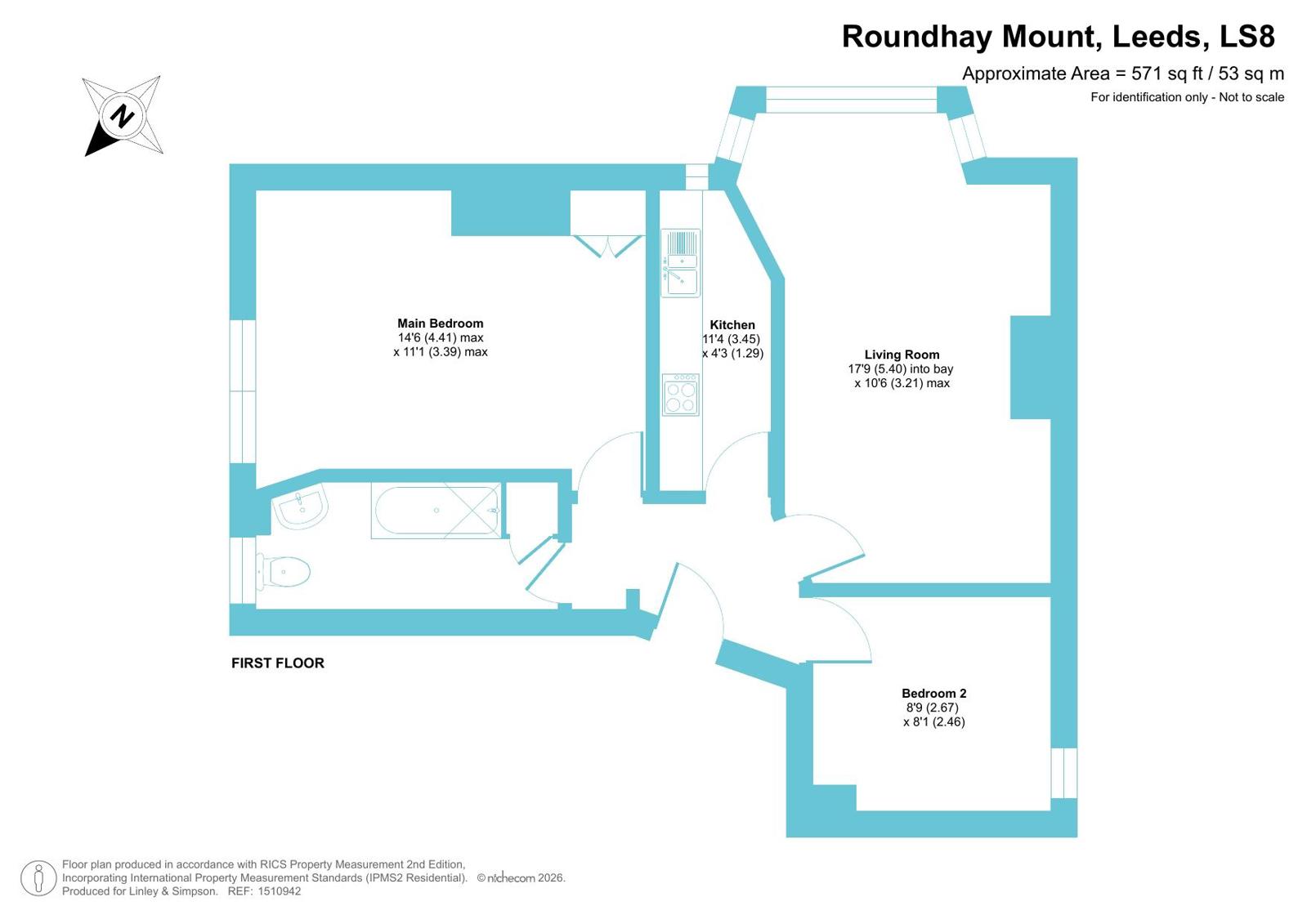Flat 2, 1, Roundhay Mount, Leeds floorplan