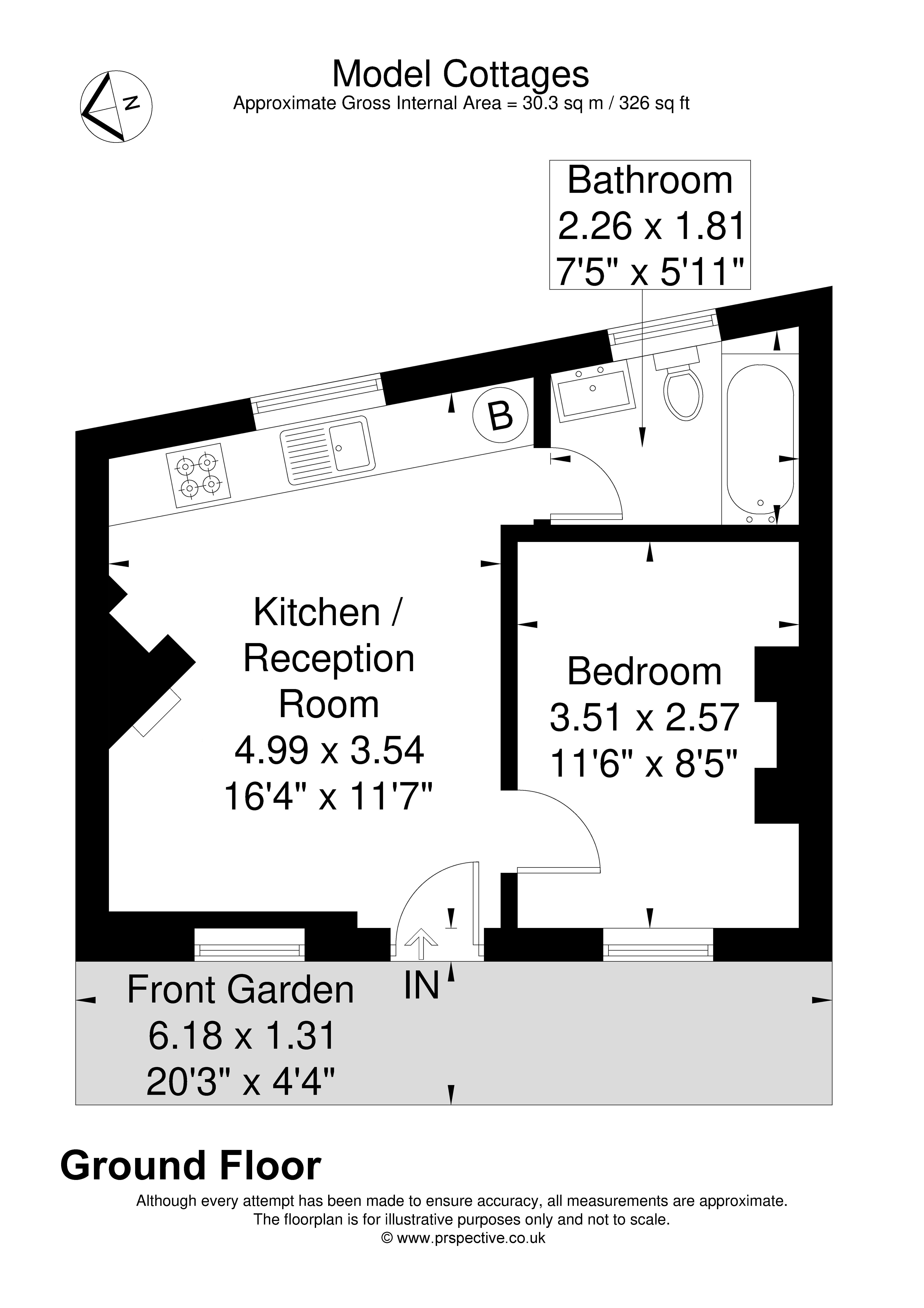 2 Model Cottages, Occupation Road, Northfield Avenue floorplan