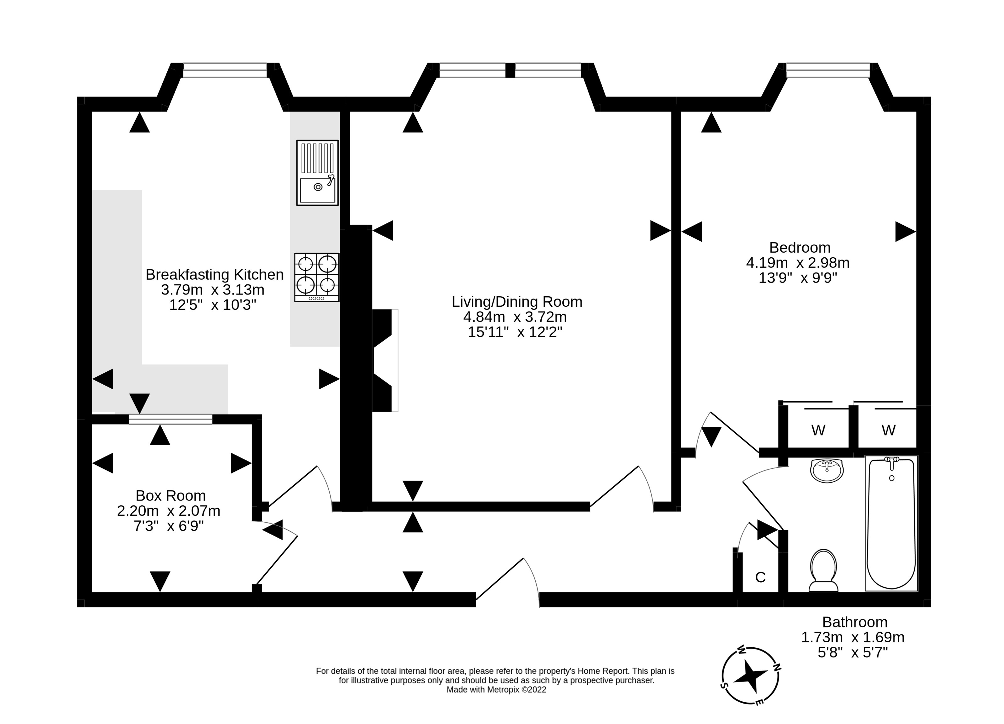 19 (2F2) Crighton Place, Leith Walk, Edinburgh EH7, 1 bedroom flat for