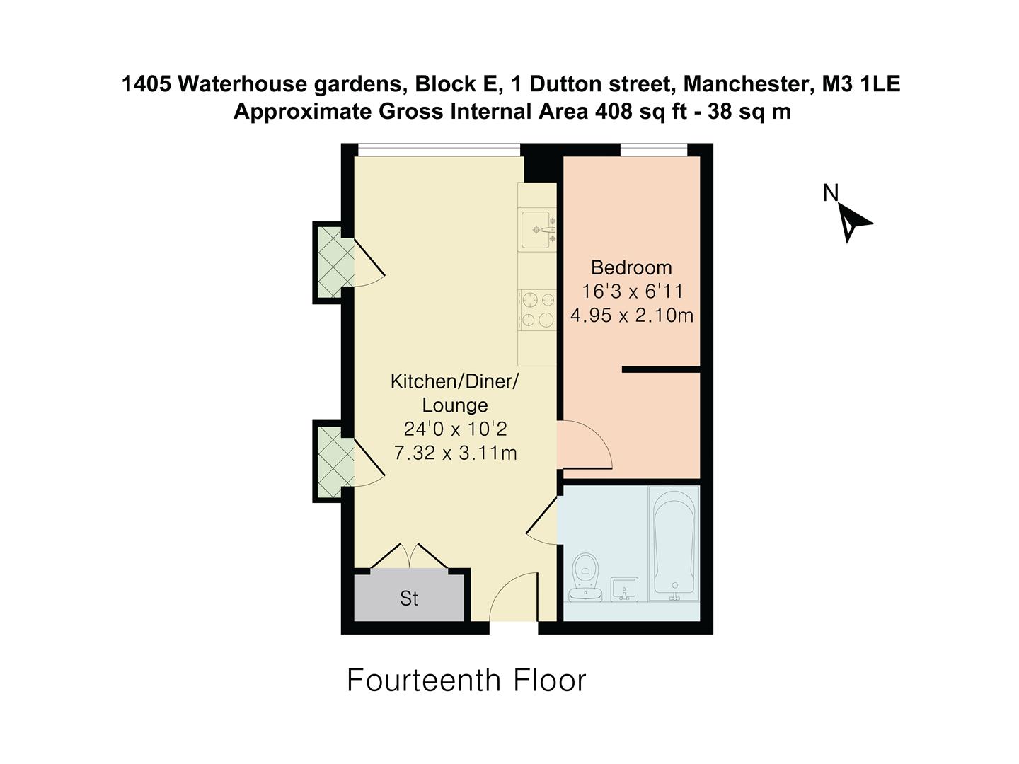 1405 Block E, Waterhouse Gardens, Dutton Street, Manchester floorplan