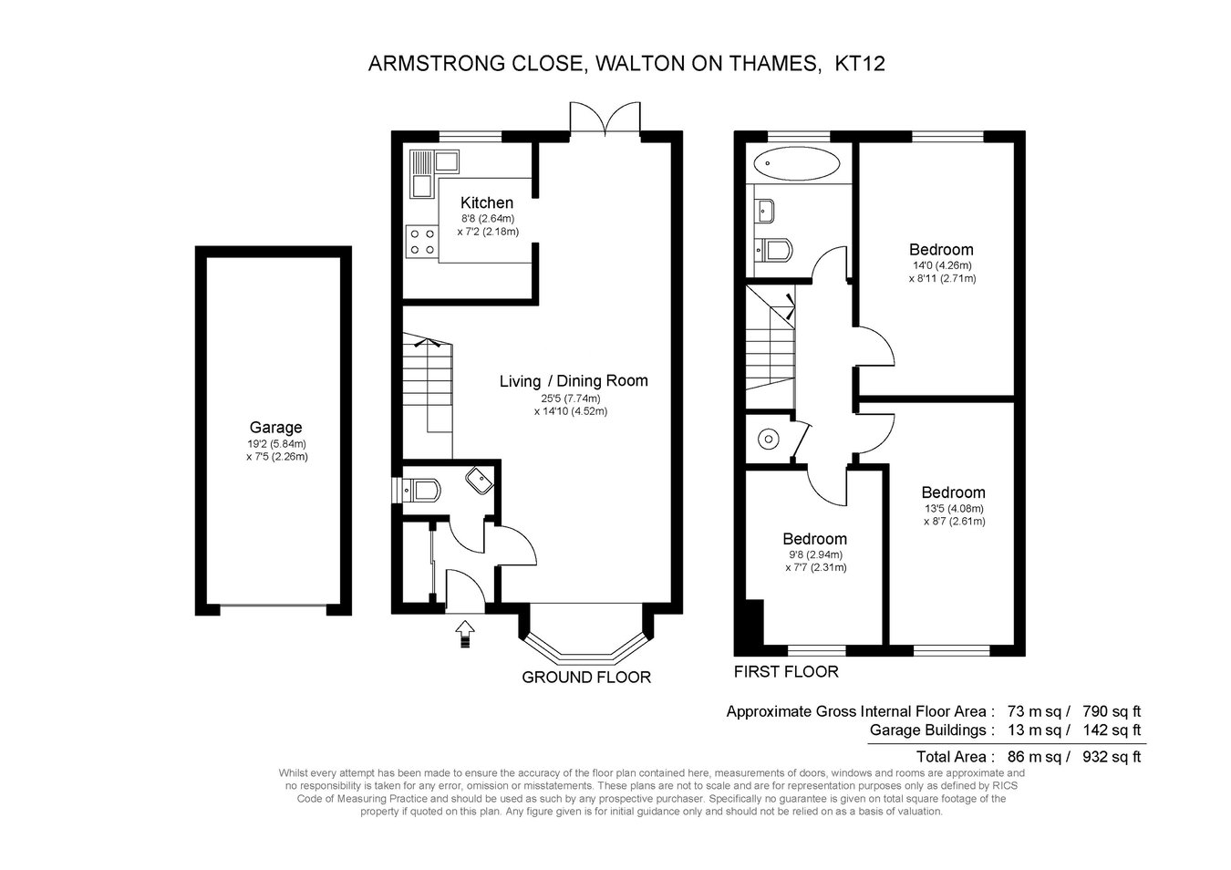 12, Armstrong Close, Walton-on-Thames floorplan