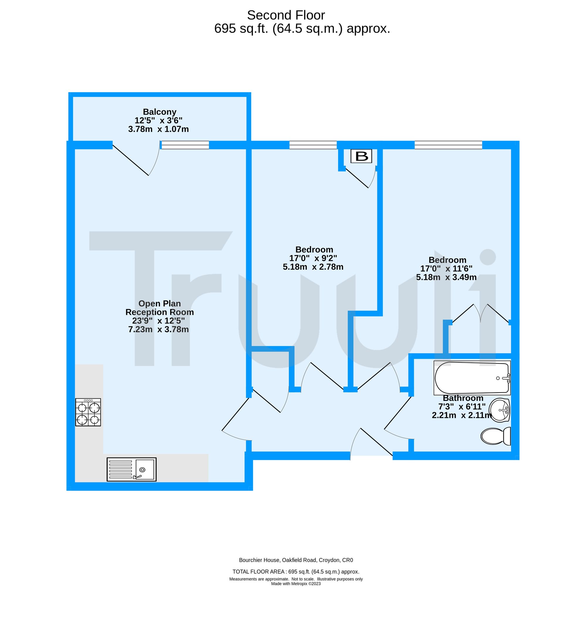 Flat 5, Oakfield Road, Bourchier House, Croydon floorplan
