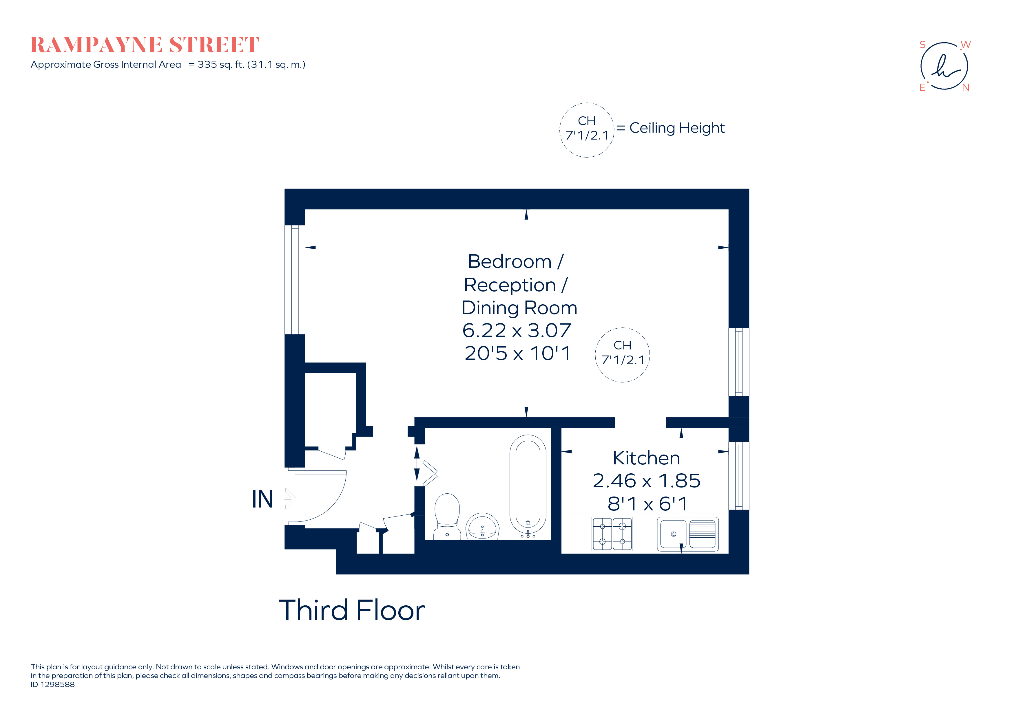 Flat 61, Longleat House, 18, Rampayne Street, London floorplan
