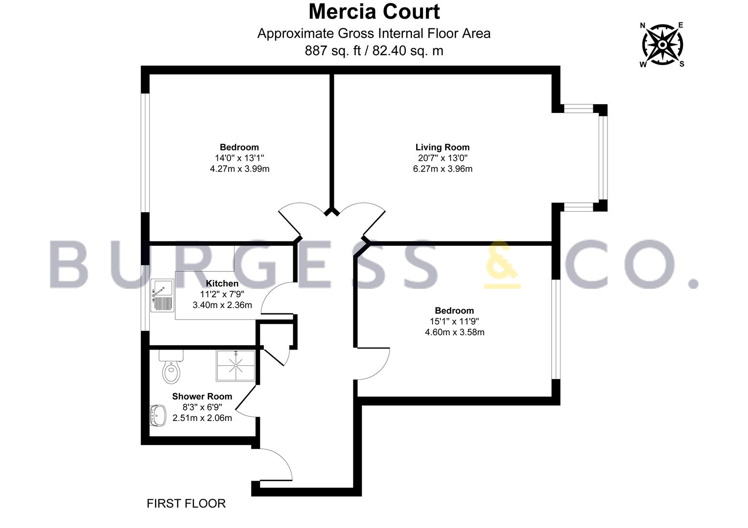Flat 8 Mercia Court, Larkhill, Bexhill-On-Sea floorplan
