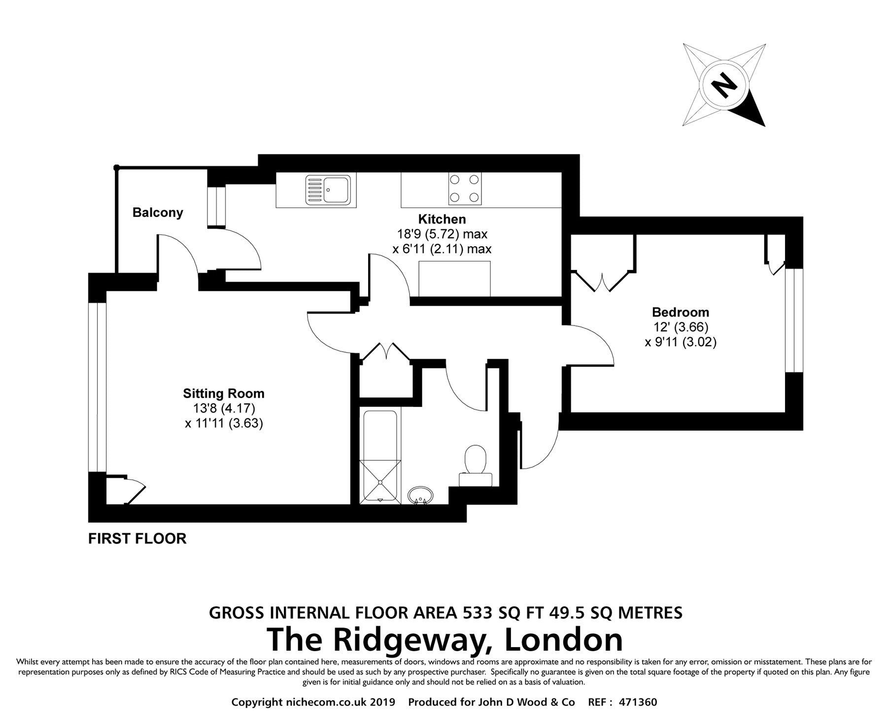 1 Bedrooms Flat for sale in Fairways, 19 The Ridgeway, London E4