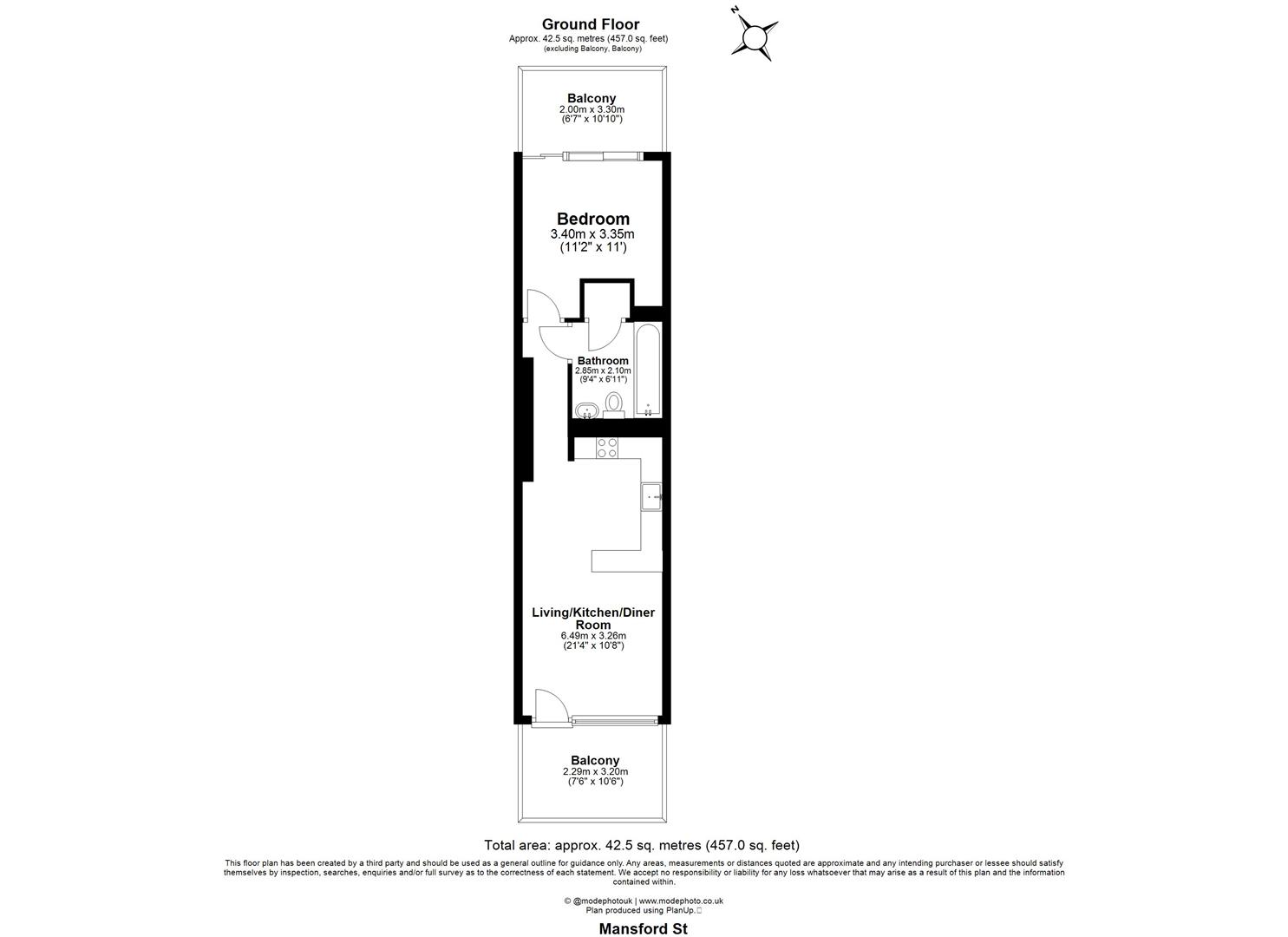 Flat thirteen, Mansford Street, London floorplan