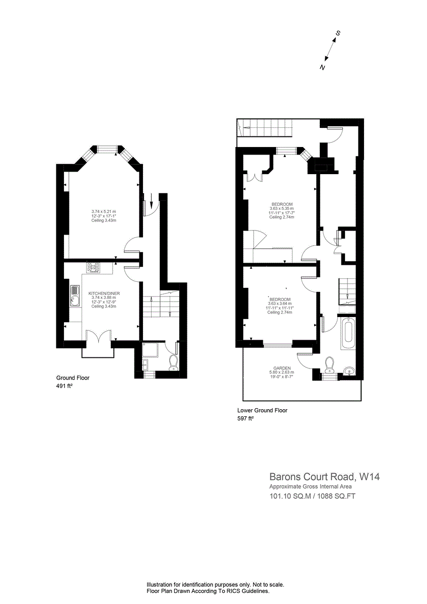 38, LGF & GFF, Barons Court Road, London floorplan