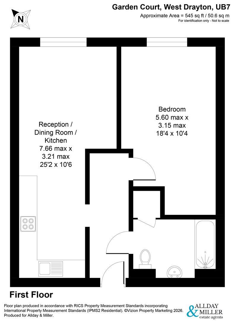 Flat 23 Garden Court, Station Road, West Drayton floorplan
