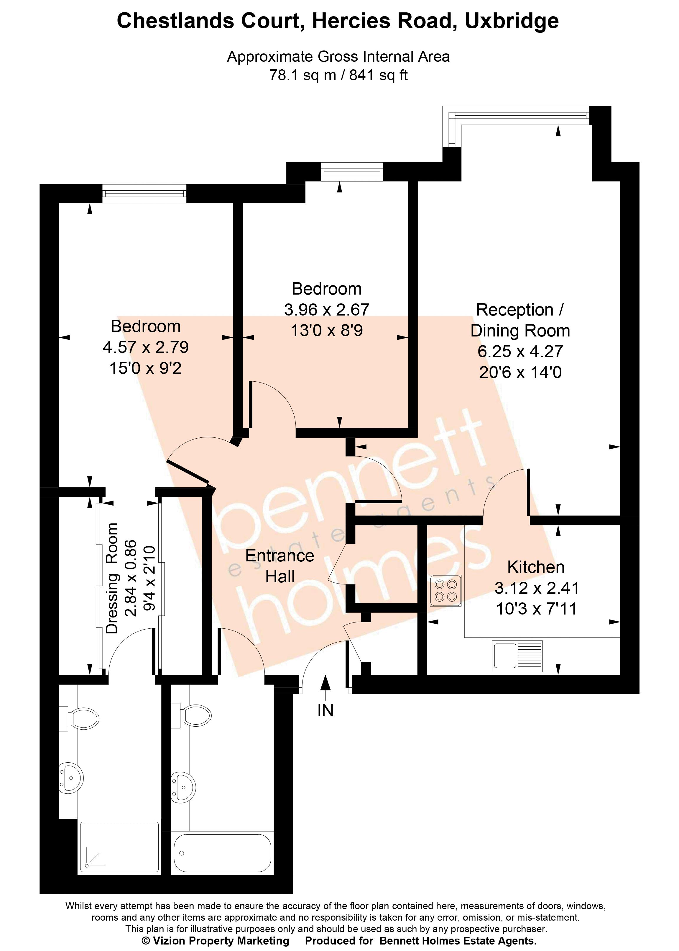 Flat 6,, Chestlands Court, 18 Hercies Road, Uxbridge floorplan