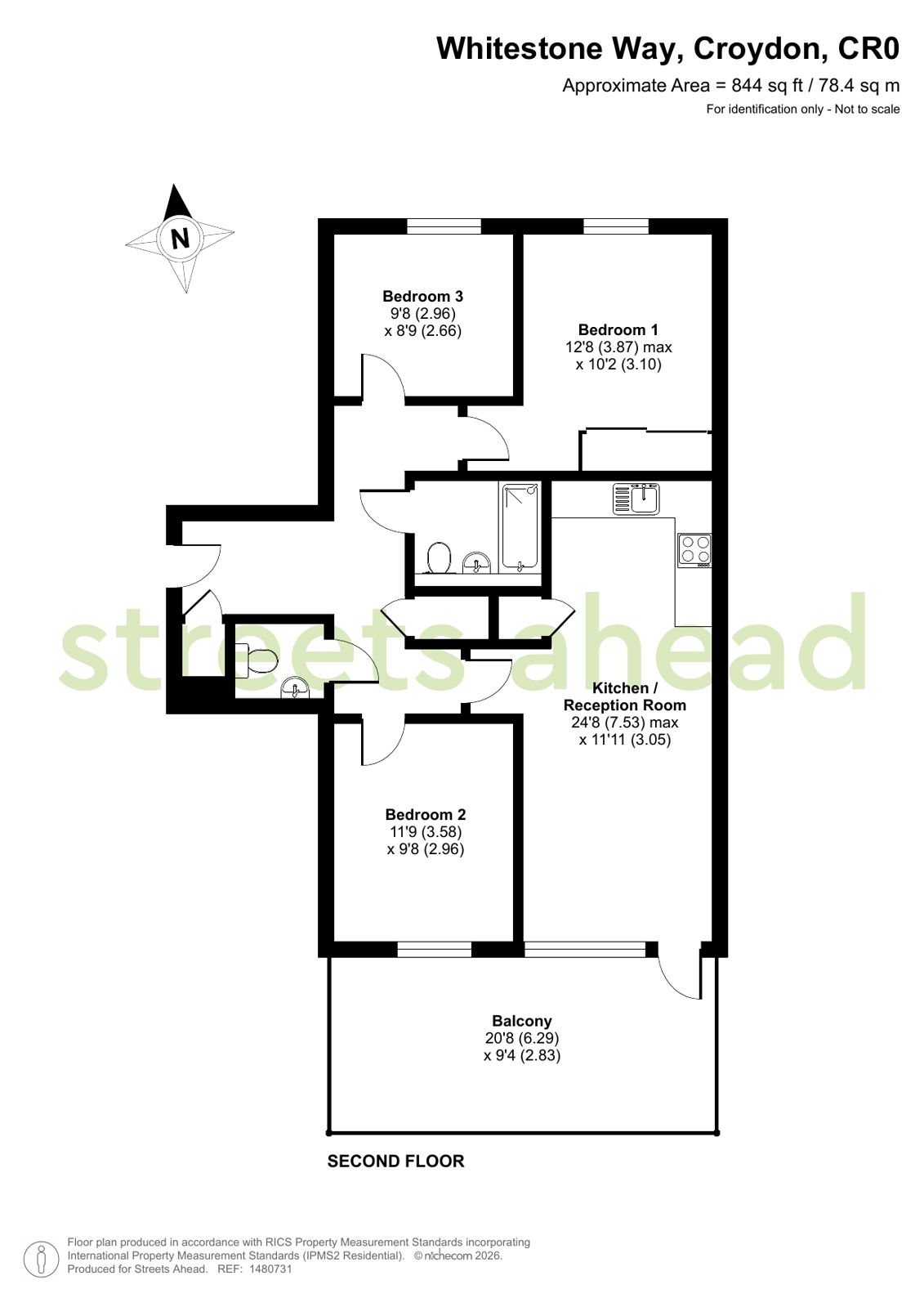 Apartment 11, Woodall Court, 7, Whitestone Way, Croydon floorplan