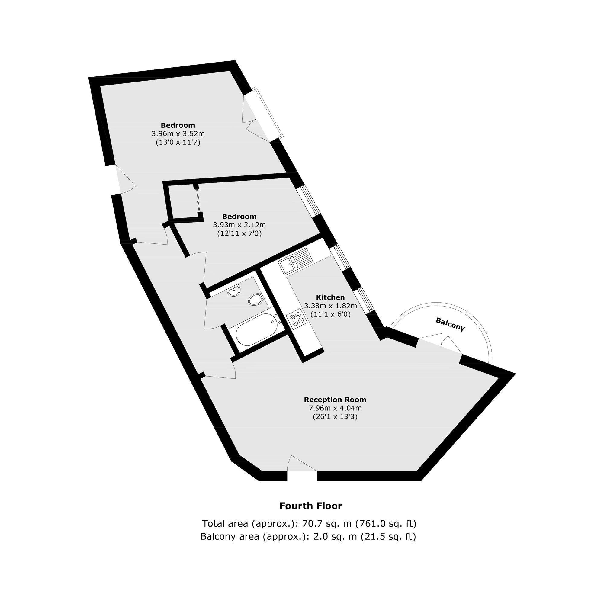 Flat 20, 21, Three Oak Lane, London floorplan