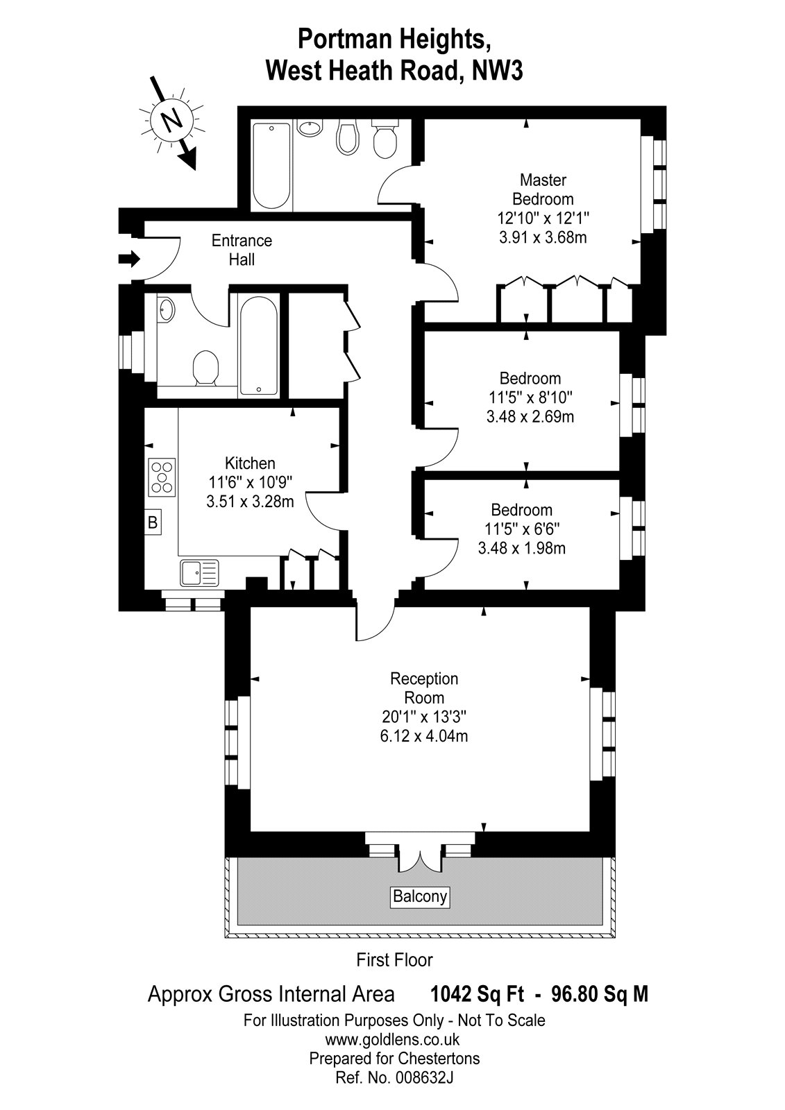 3 Bedrooms Flat to rent in Portman Heights, 103 West Heath Road, London NW3