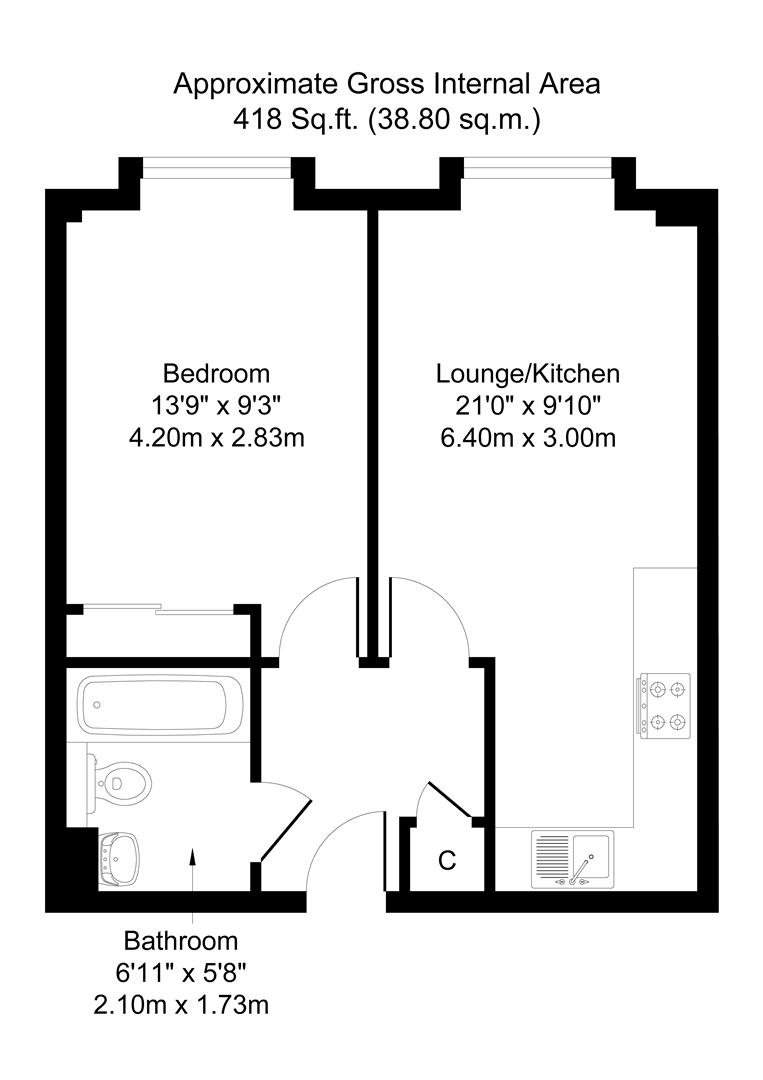 Flat 37, Block 2 The Hicking Building, Queens Road, Nottingham floorplan