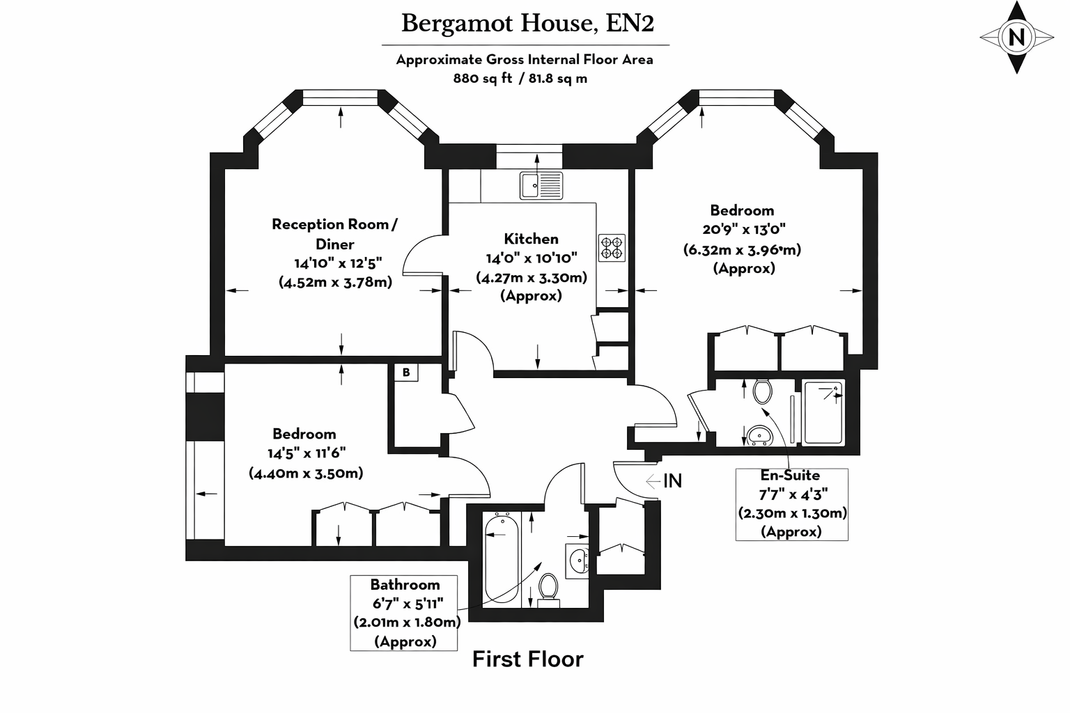 Flat 9,, Bergamot House, Enfield floorplan