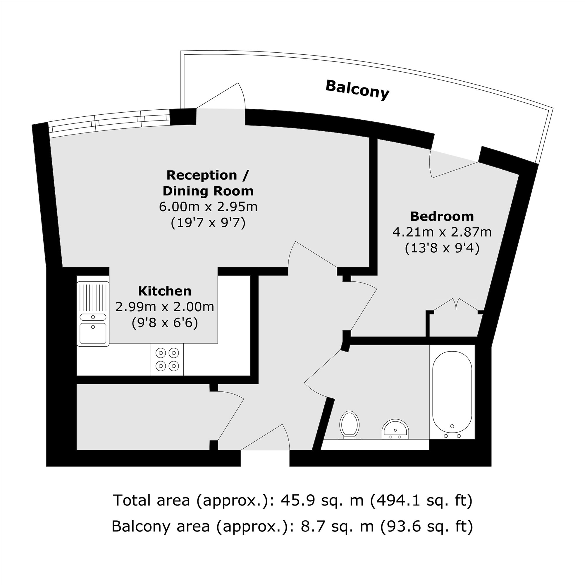 Flat 26, Eversley House, 7, Mullins Place, Clapham floorplan