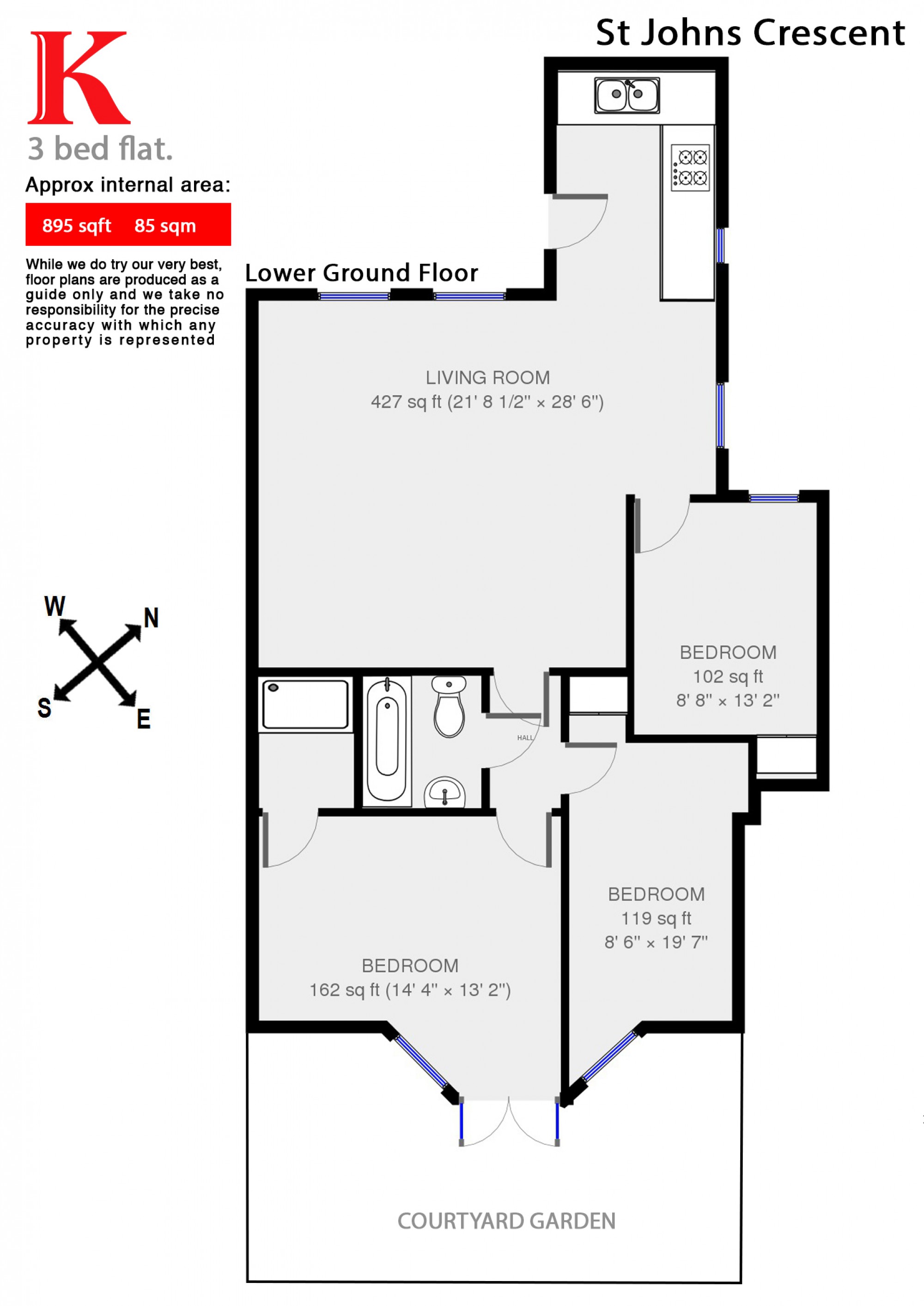 3 Bedrooms Flat to rent in St Johns Crescent, Brixton, London SW9