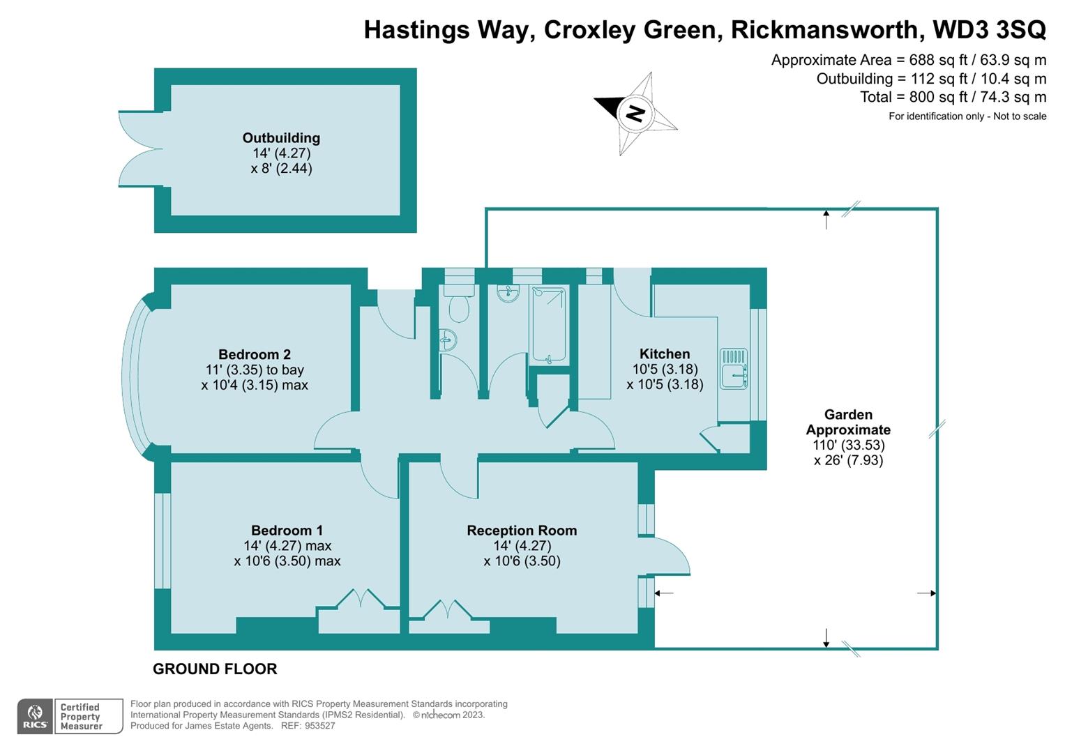 Hastings Way, Croxley Green, Rickmansworth WD3, 2 bedroom semidetached