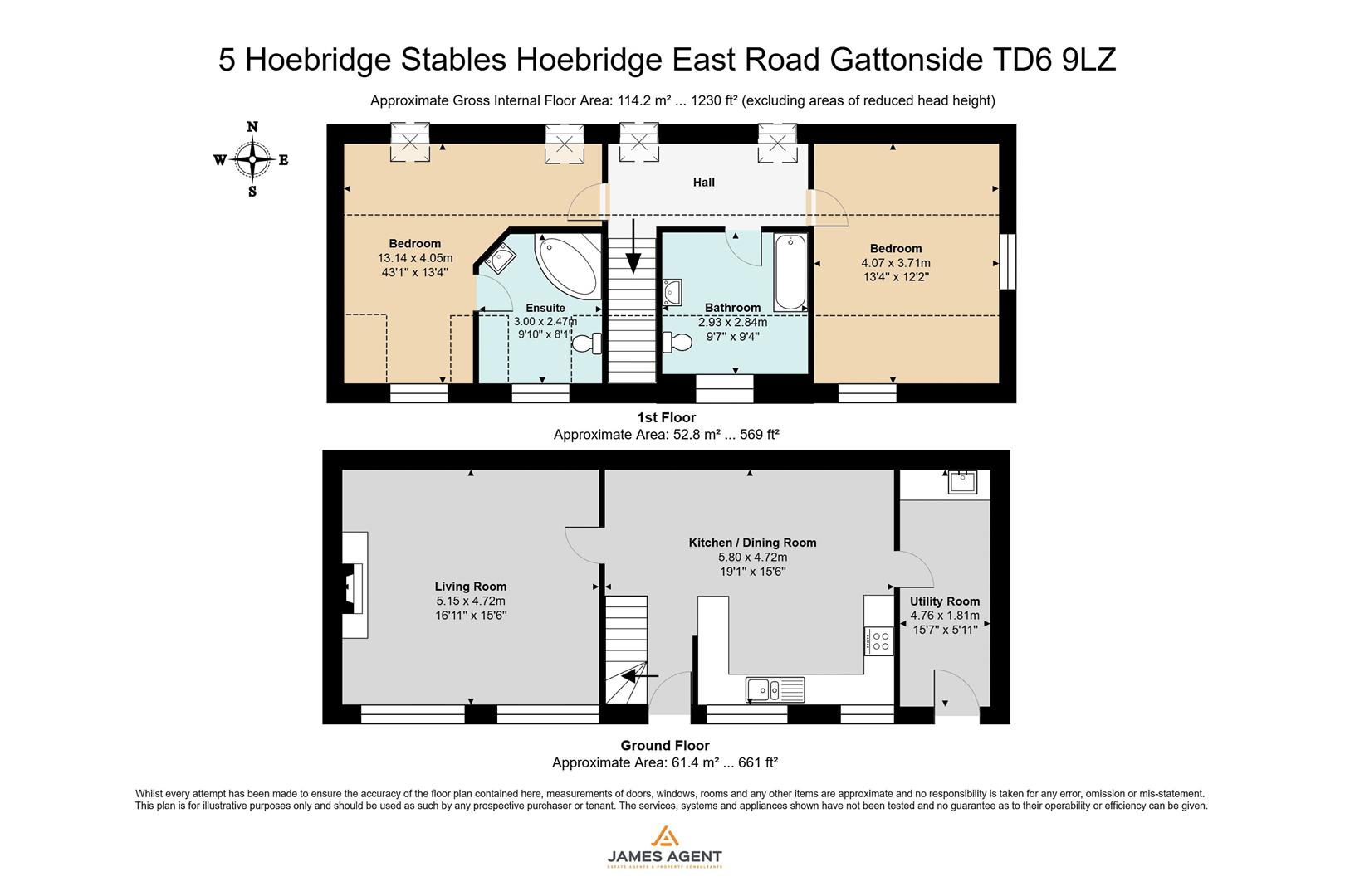 5 Hoebridge Stables Cottages, Hoebridge Road East, Melrose floorplan