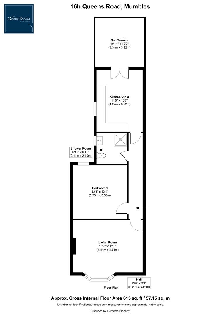 Rear Flat, 16, Queens Road, Swansea floorplan