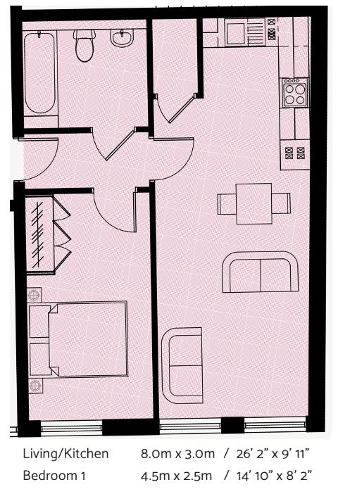 Apartment 1, 44 Camden Street, Birmingham floorplan