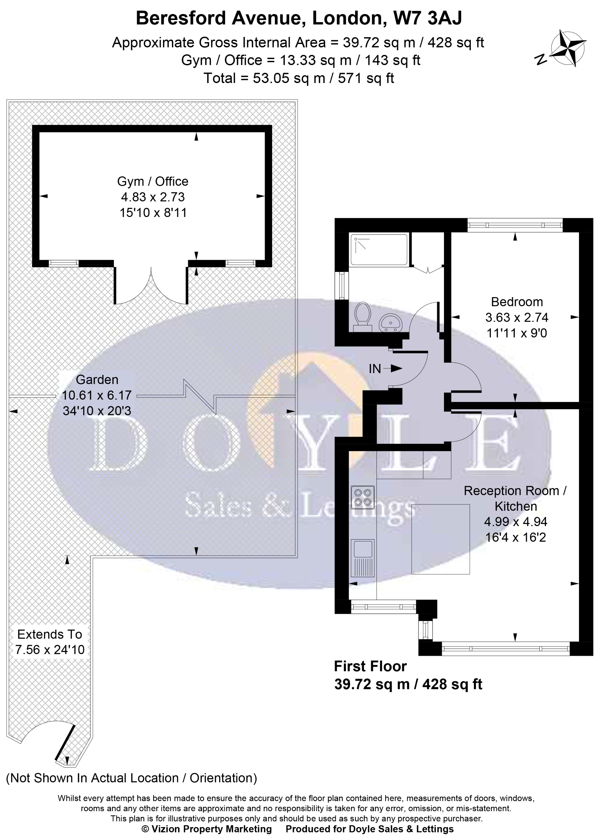 First Floor Flat 67B, Beresford Avenue, London floorplan