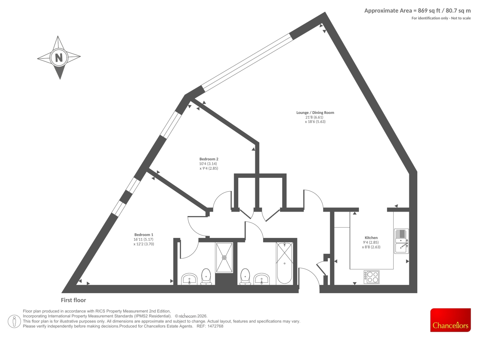 Flat 50, 20, Kennet Street, Reading floorplan