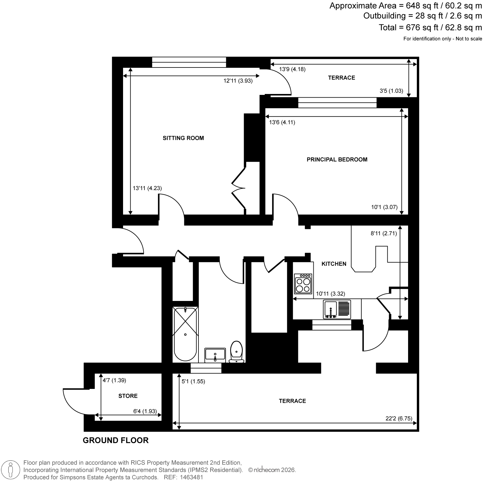 Flat 1,, 3 Summers Close, Weybridge floorplan
