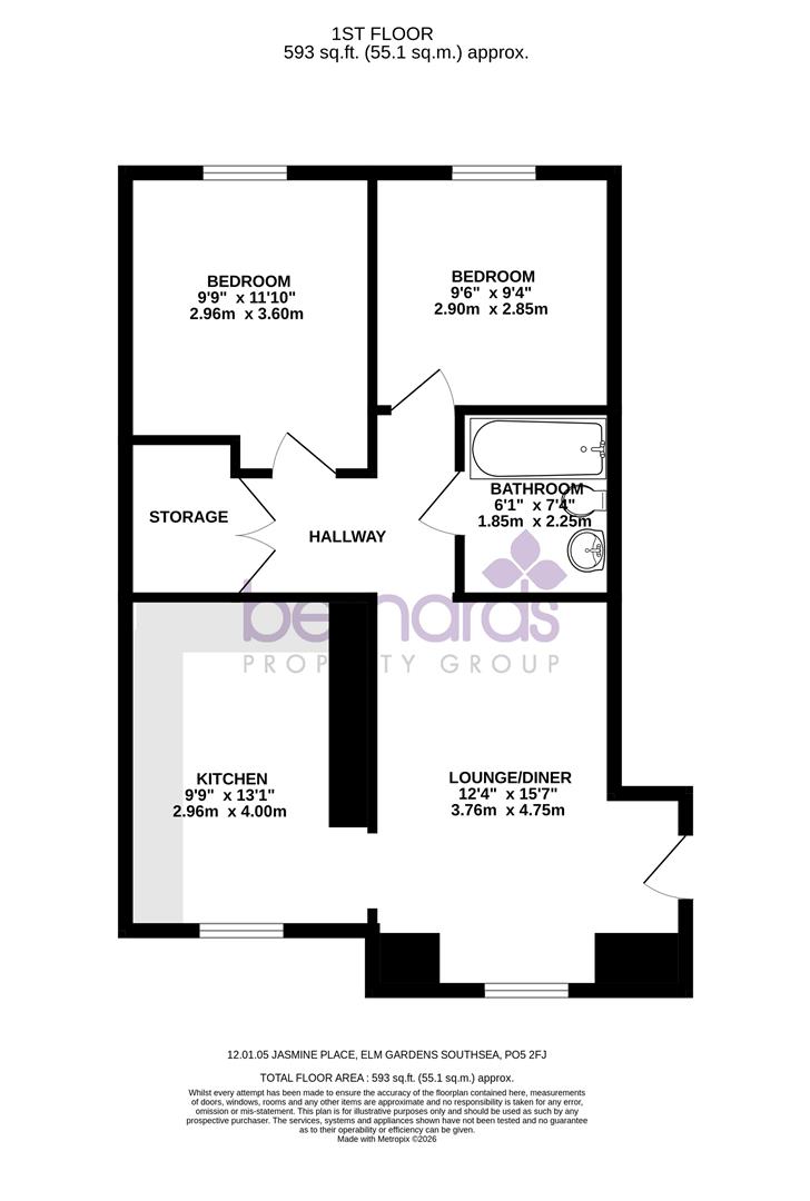 Apartment 12, Jasmine Place, Elm Gardens, Southsea floorplan