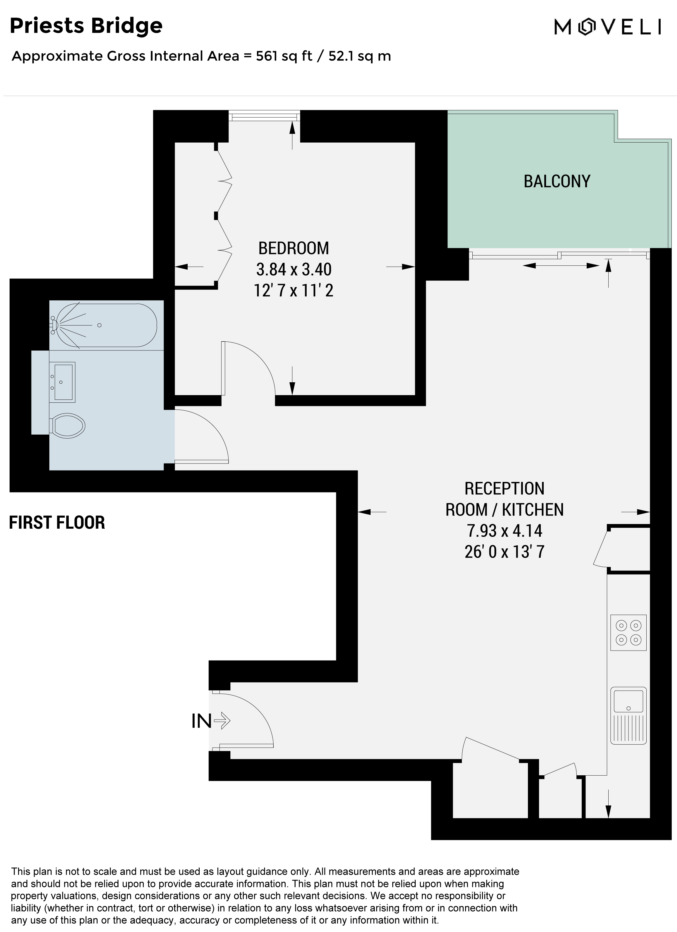 Flat 1, 26, Priests Bridge, London floorplan