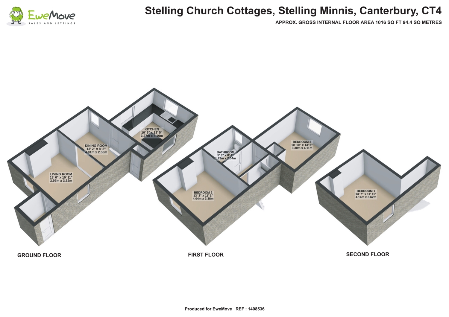 1, Stelling Church Cottages, Canterbury floorplan