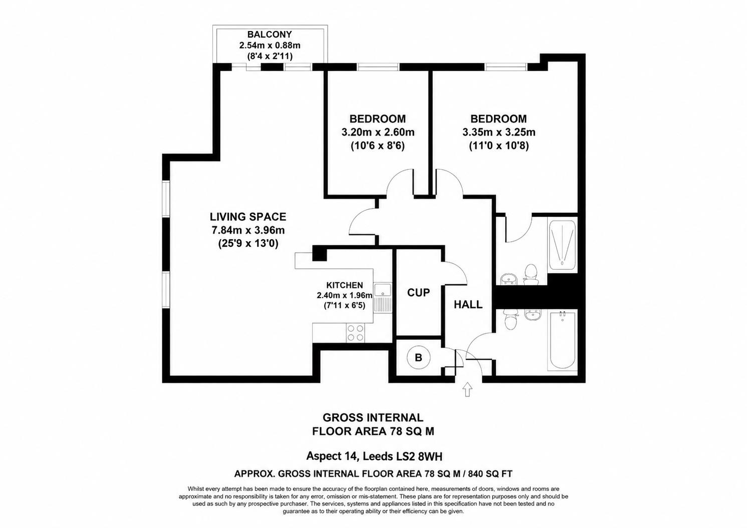 Flat 234, Aspect 14, Elmwood Lane, Leeds floorplan