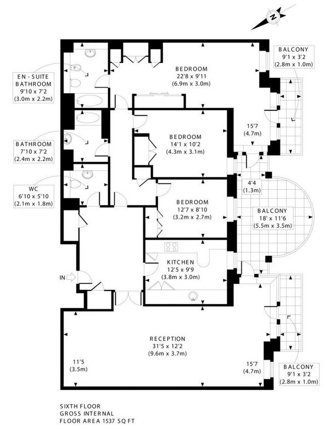 Flat 63, 20, Abbey Road, St Johns Wood floorplan