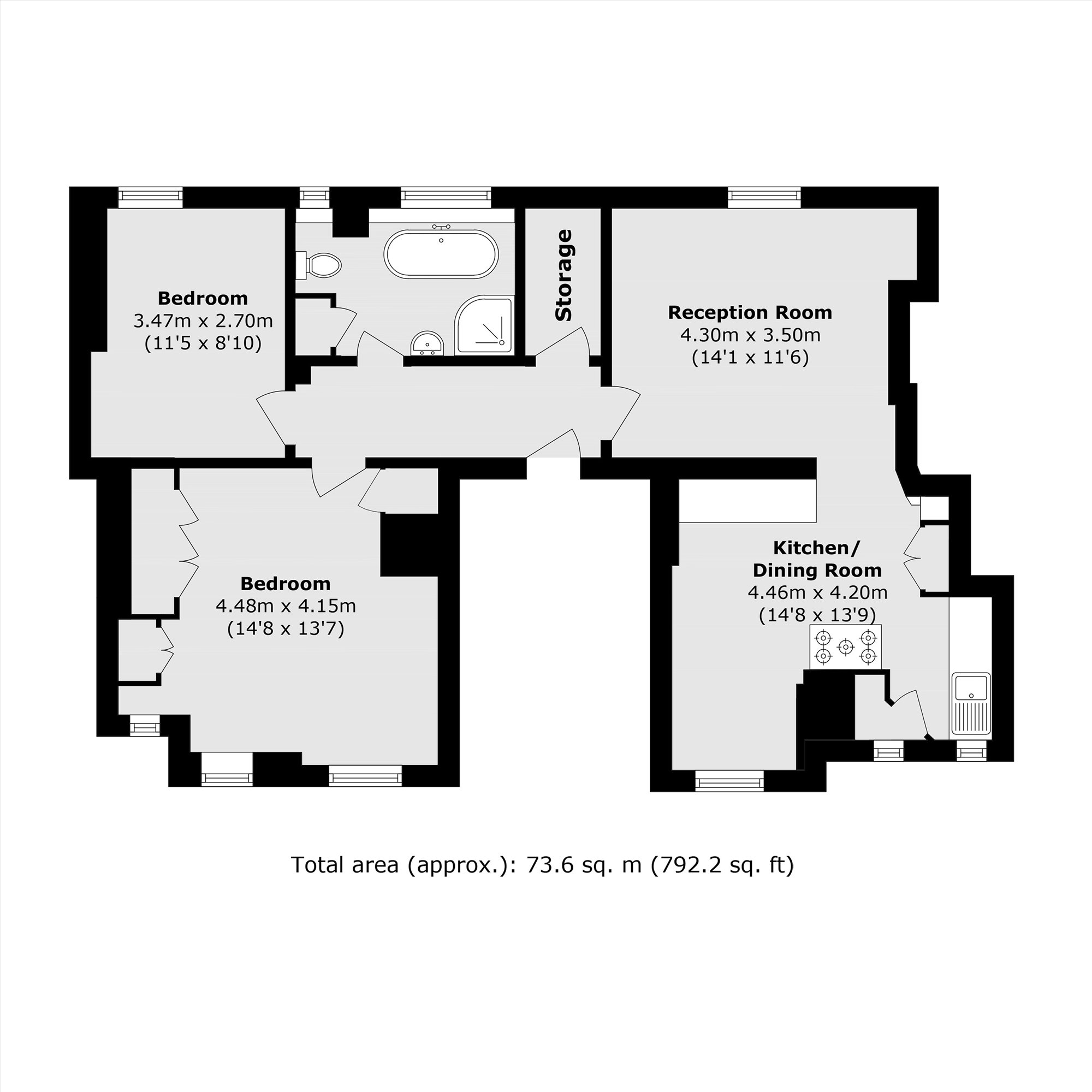 Flat 34, Walton House, Montclare Street, London floorplan
