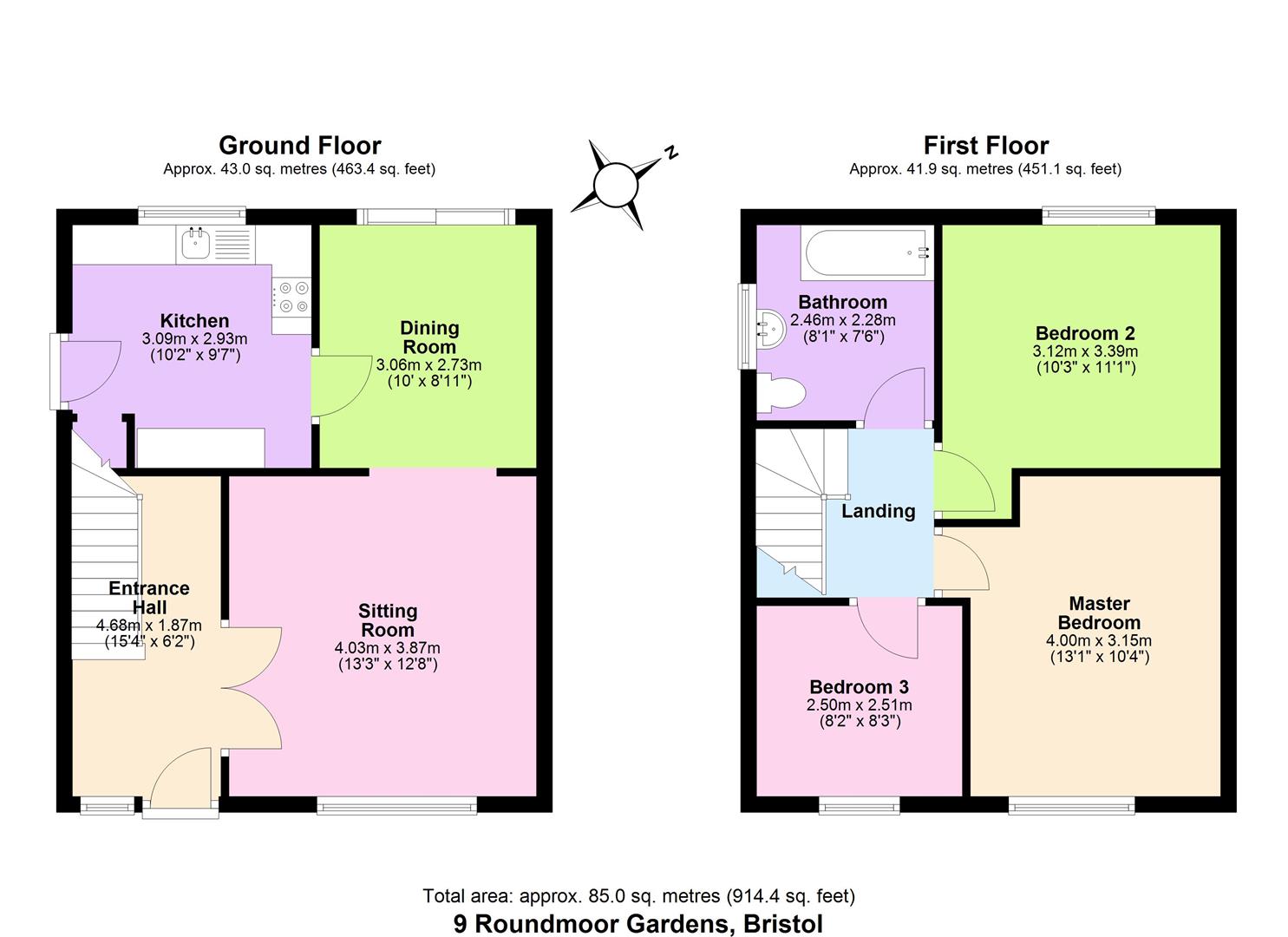 9, Roundmoor Gardens, Bristol floorplan