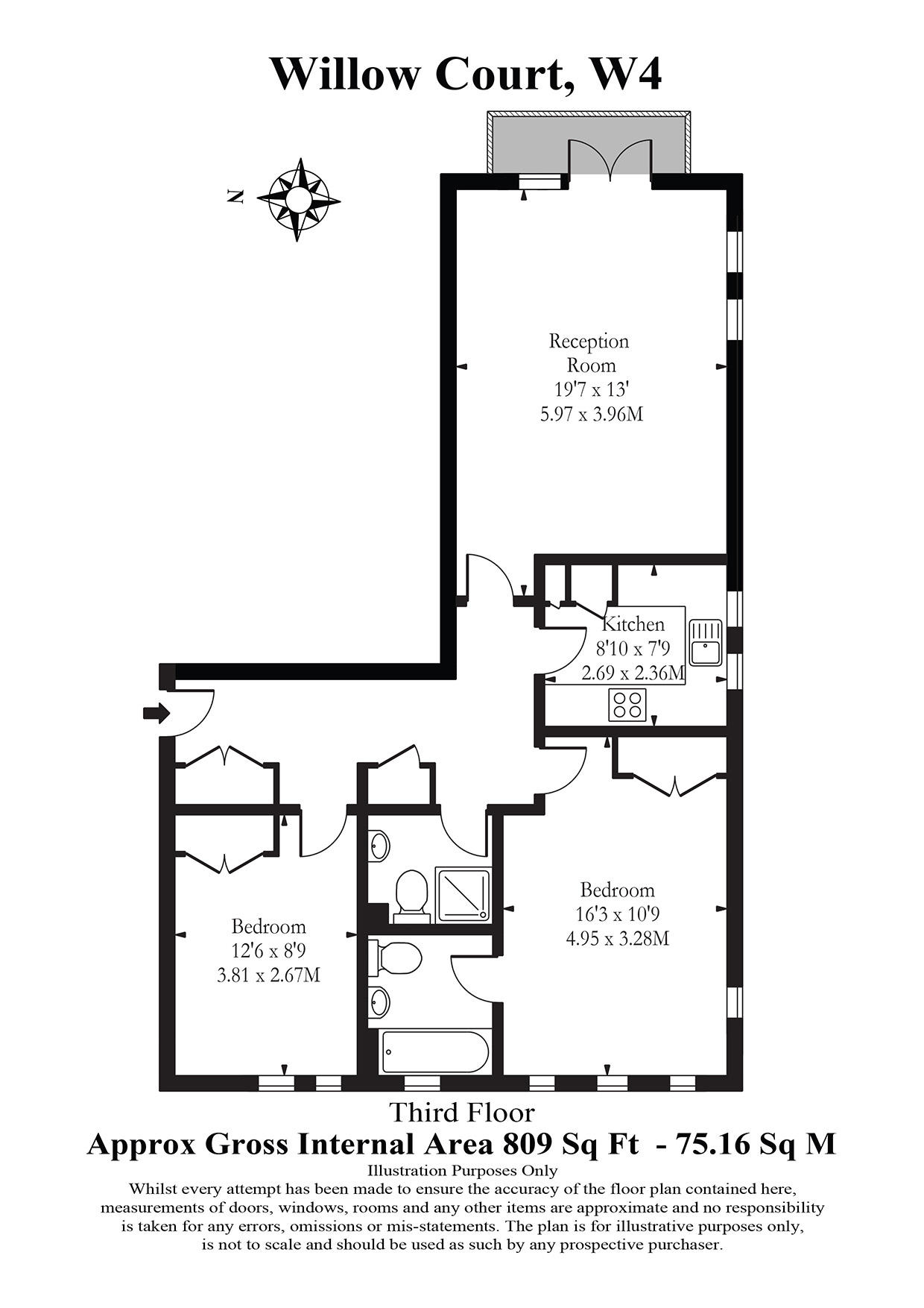 2 Bedrooms Flat for sale in Willow Court, Chiswick W4