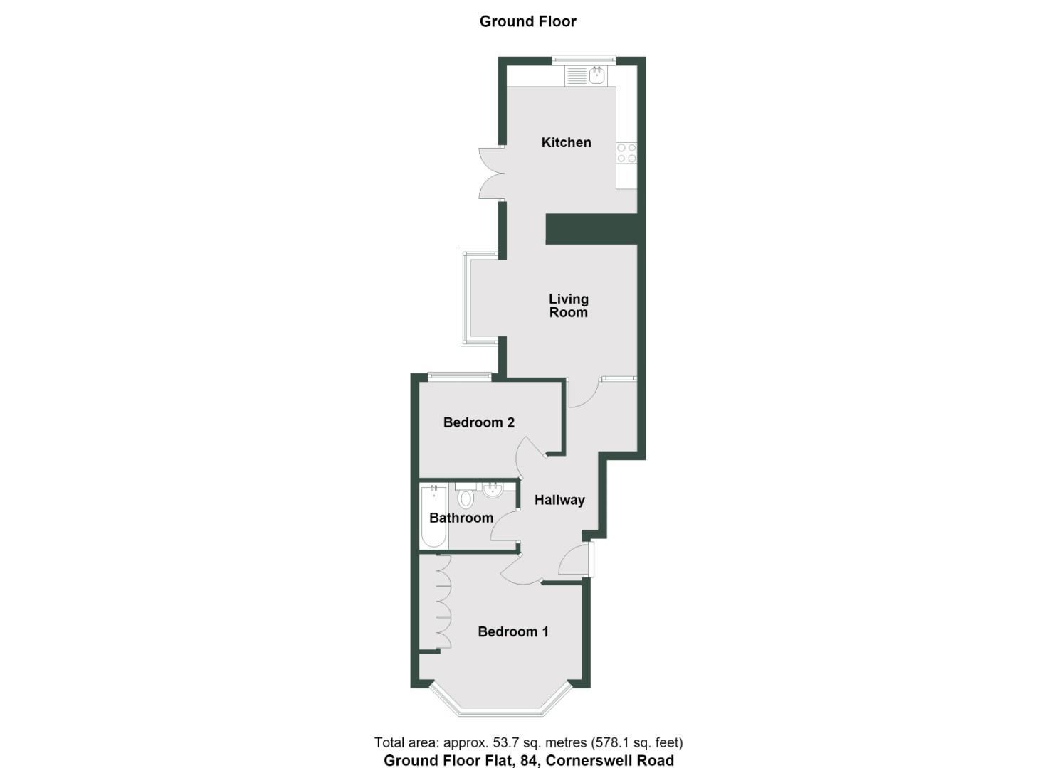 Ground Floor Flat, 84, Cornerswell Road, Penarth floorplan