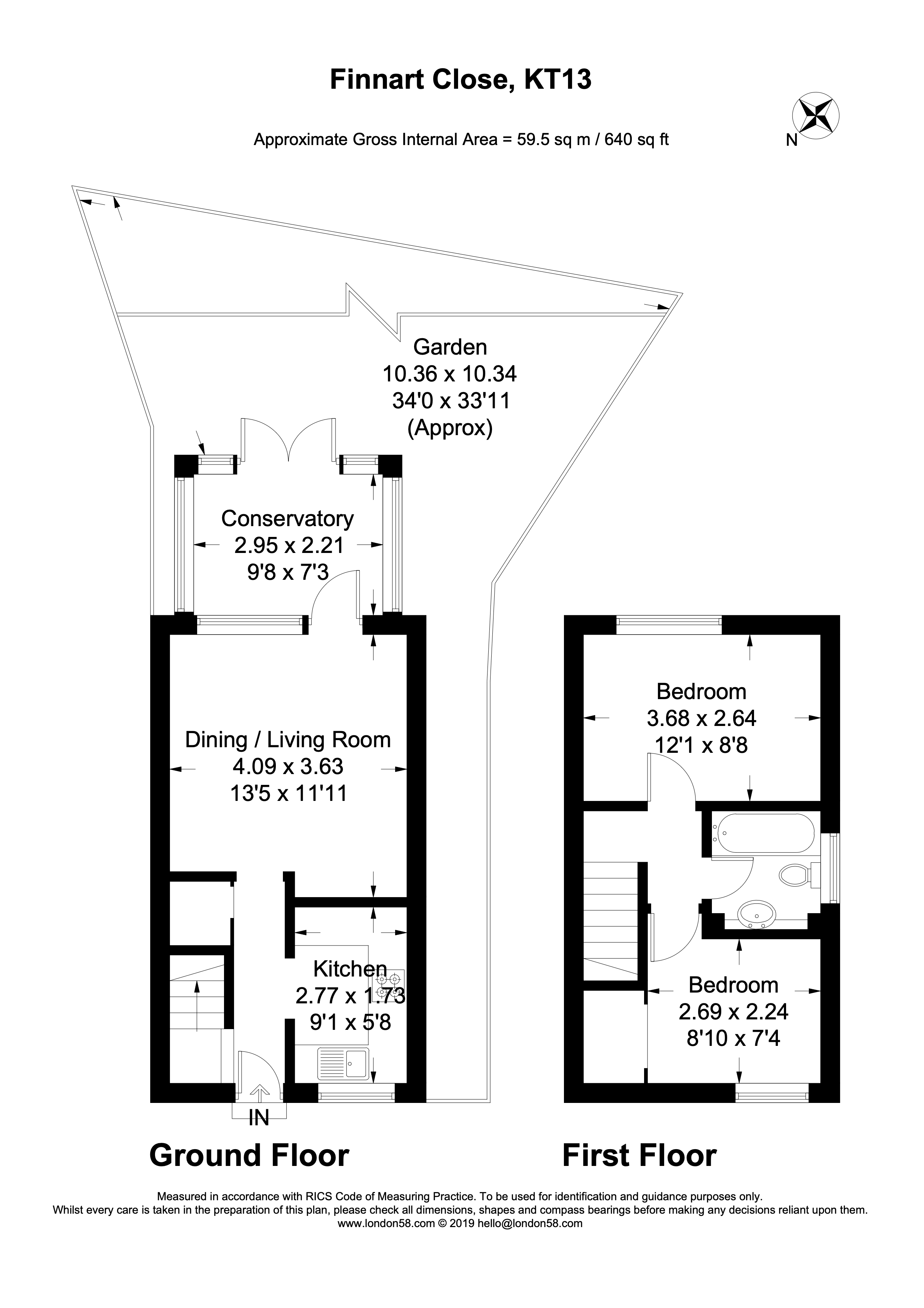 2 Bedrooms End terrace house for sale in Finnart Close, Weybridge, Surrey KT13